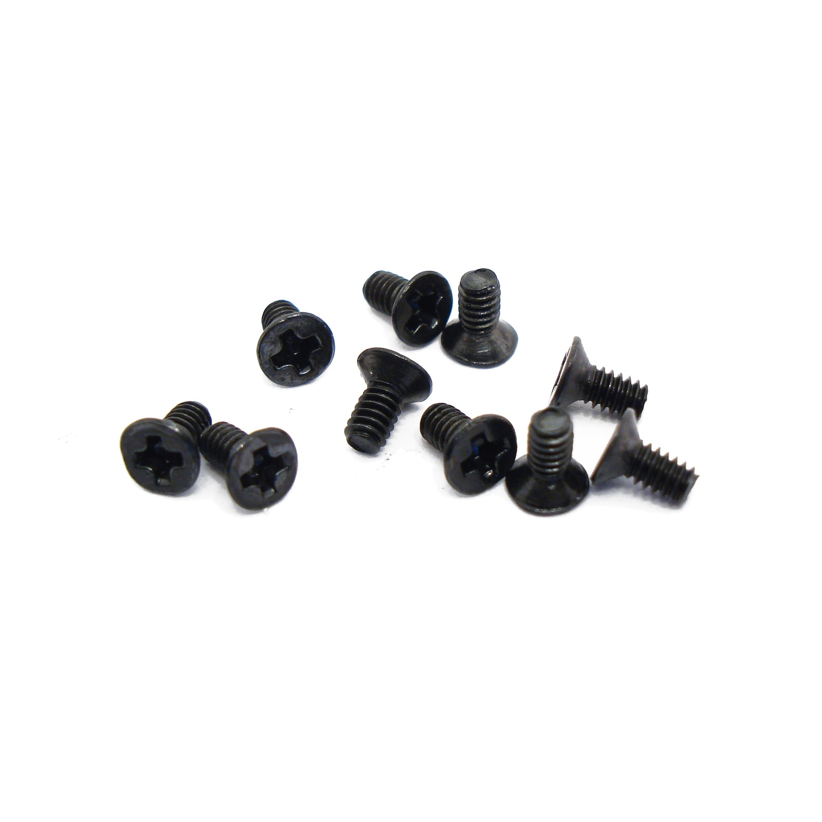 M2 x 4mm, Phillips Flat Head Screws, Steel, Black, Countersunk
