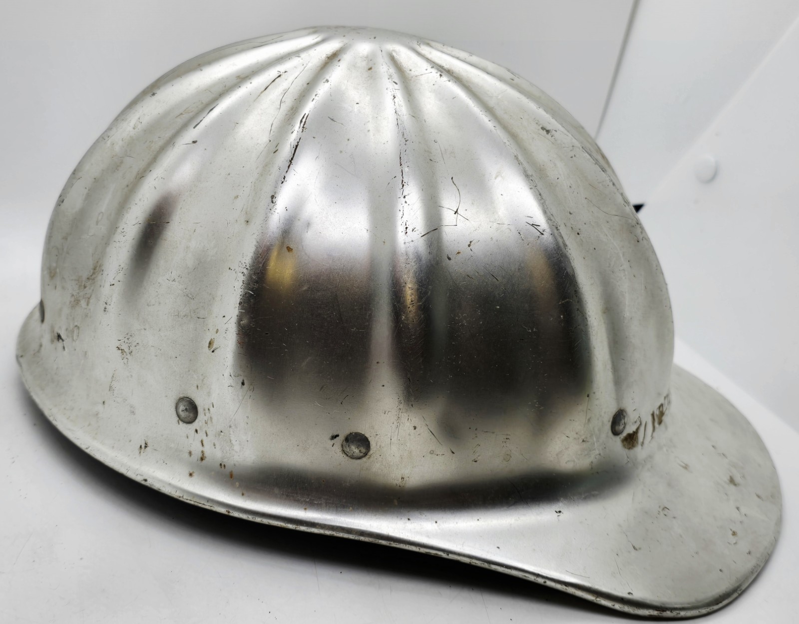 Vintage 1960’s Superlite Aluminum Hard Hat, Metal helmet, Full Brim, Lightweight