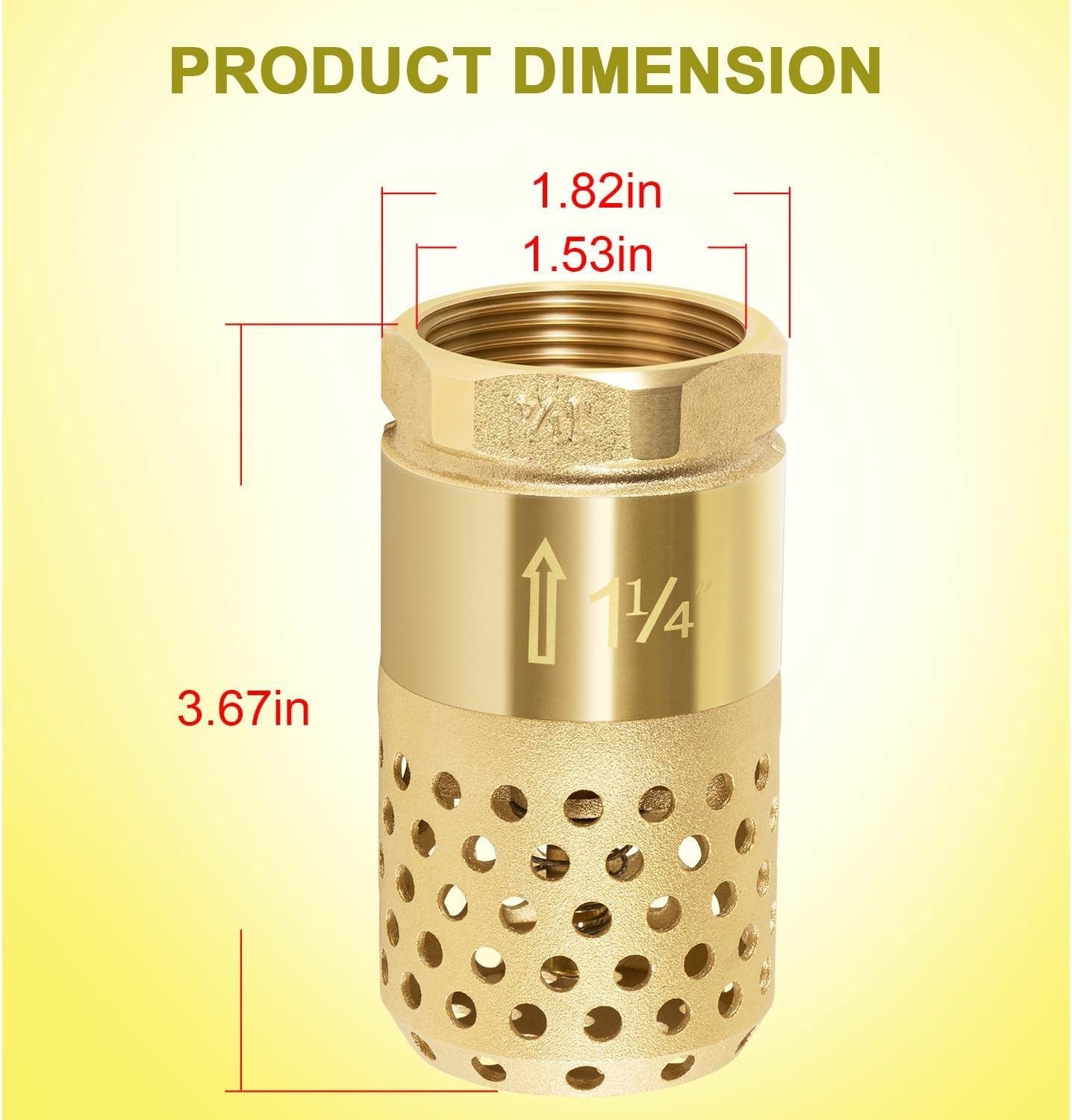 1-1/4″ Female NPT Foot Valve, Strainer w 0.18″ Dia Filter Holes Fit Well Pump