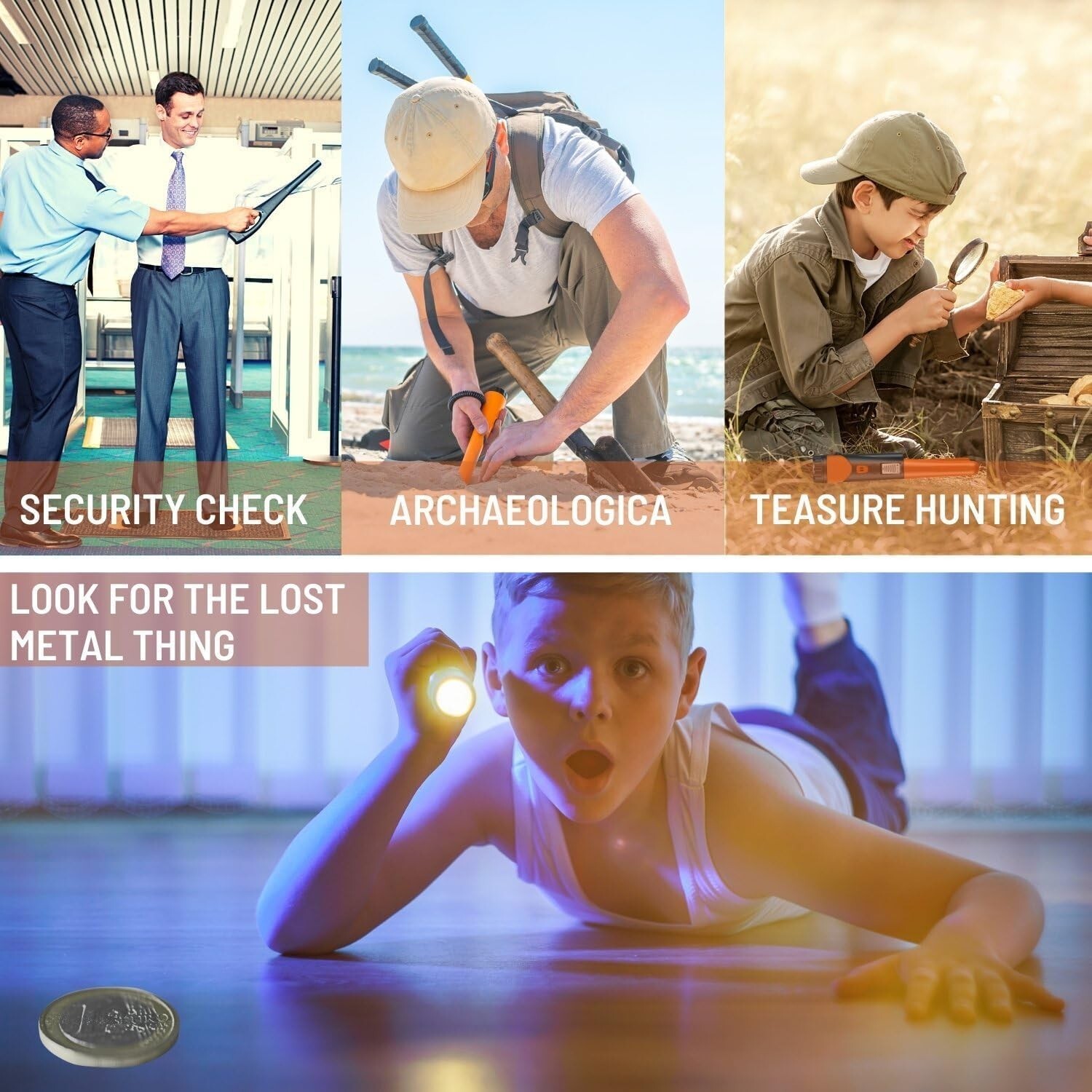 Metal Detector Pinpointer for Adults & Kids,Waterproof, 360°Detection Handheld P
