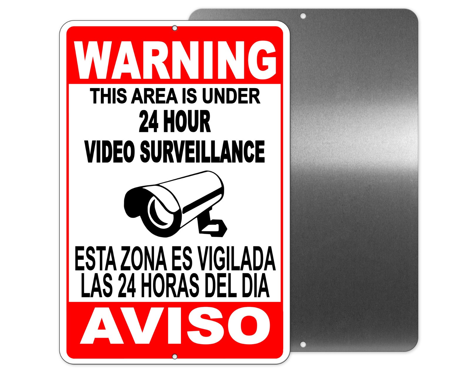 CCTV Warning Security Audio Video Surveillance Camera Sign English/Spanish