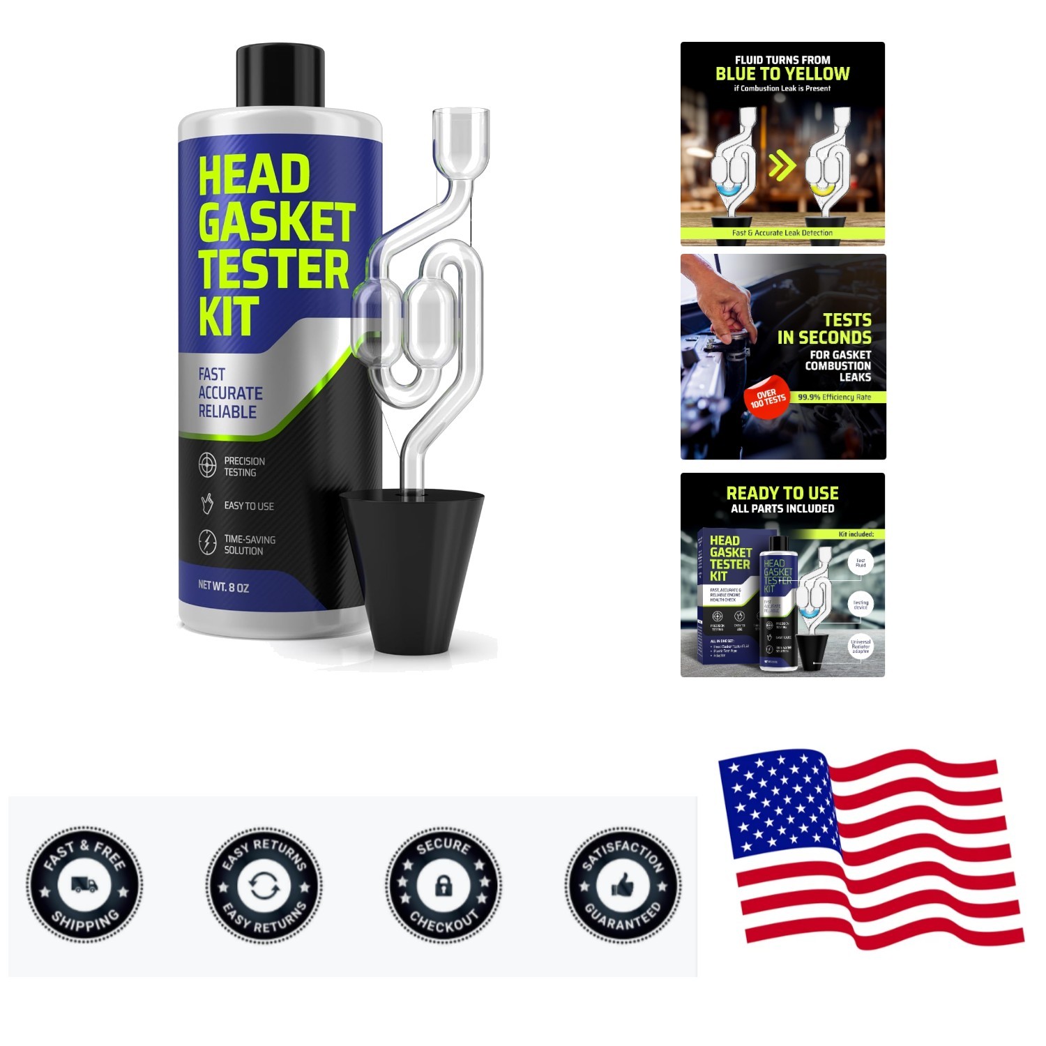 Head Gasket Tester Kit – Over 100 Tests, Complete Combustion Leak System wit…