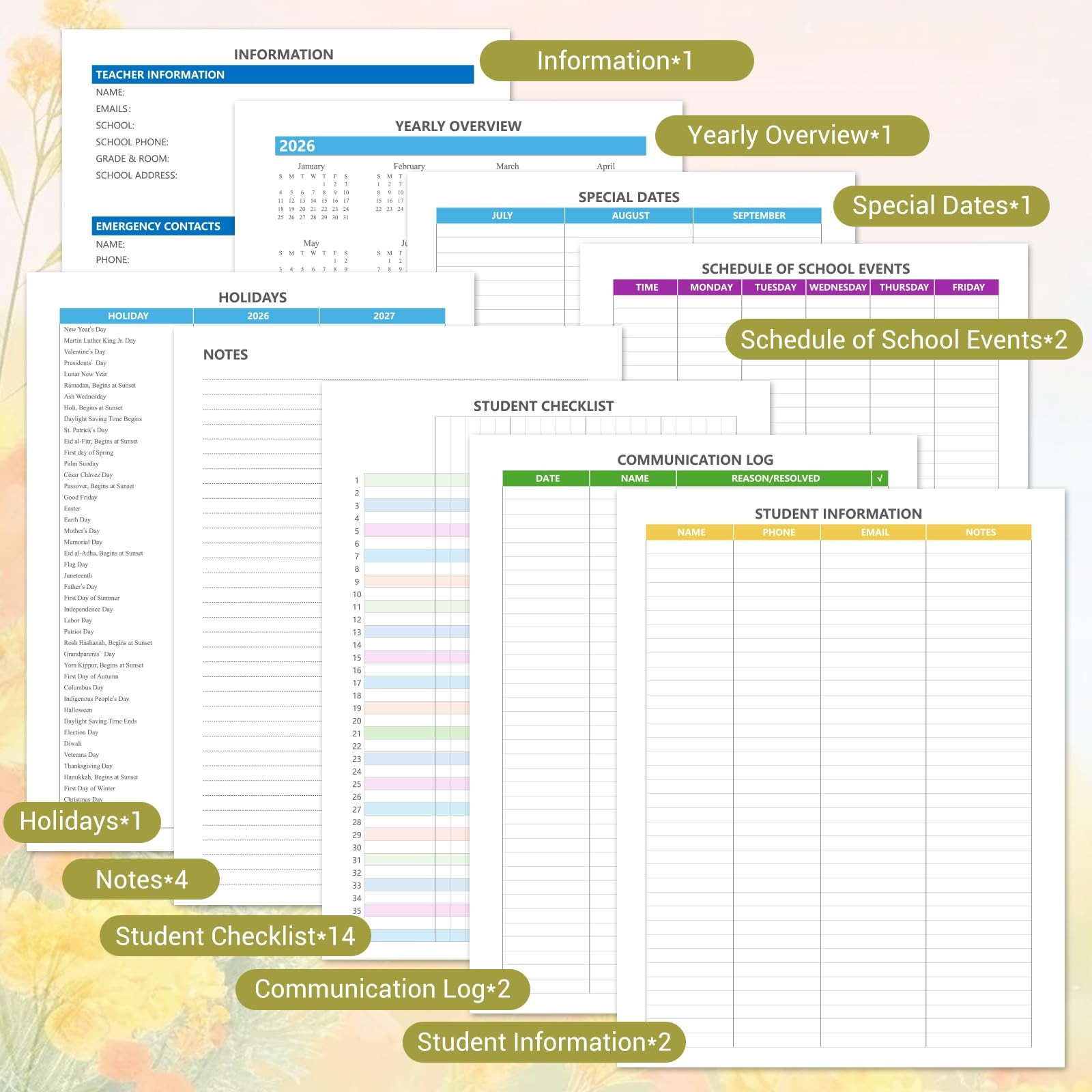 Teacher Planner 2026-2027 Academic Year, Jul.2026 – Jun.2027, 8.5″ x 11″ Less…