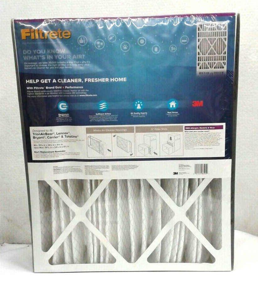 3M NDP035IN2 Filtrete 1550 Allergen Reduction Pleated Air Filter 20″x25″x5″ 2pk