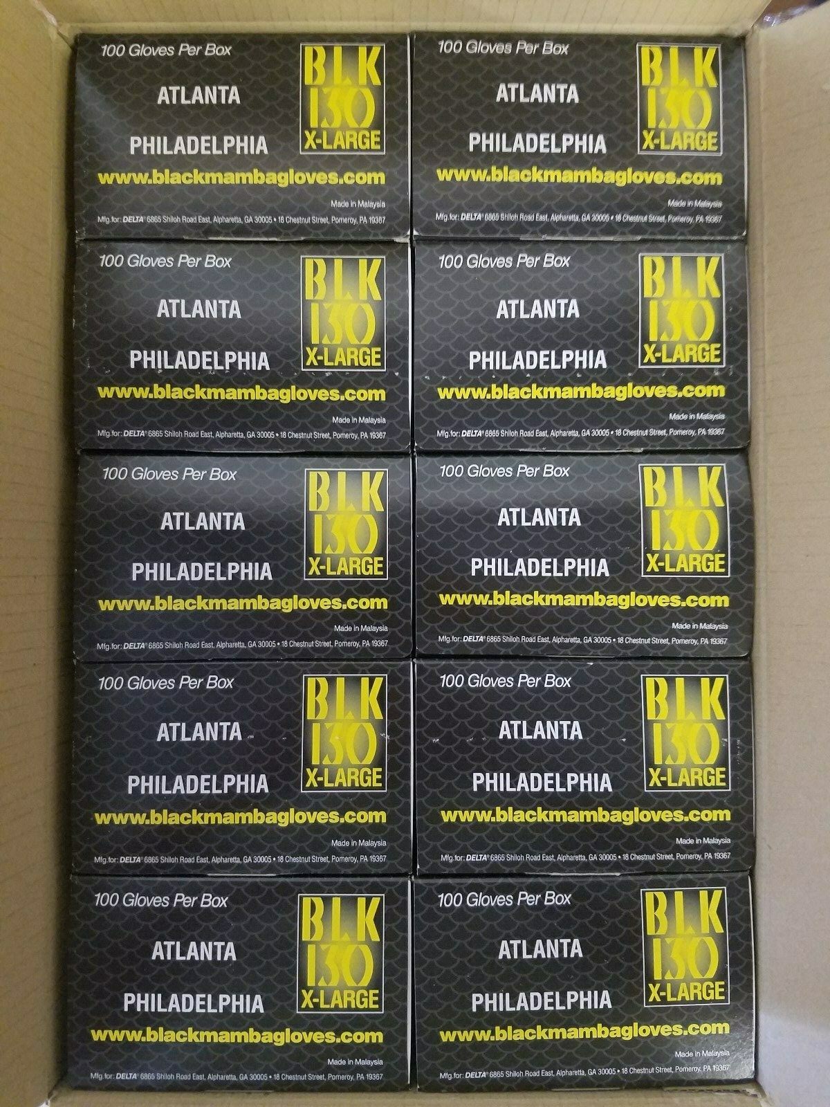 X-LARGE Black Mamba (10) 100 Glove Boxes; Disposable Nitrile Mechanic Glove;HVAC
