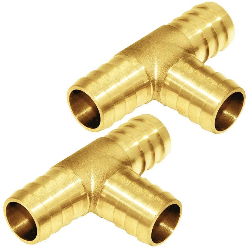 1/2″ Brass Barb Tee Fittings T-Shaped 3 Ways Union 1/2″ Hose Barb Pipe Fittin…
