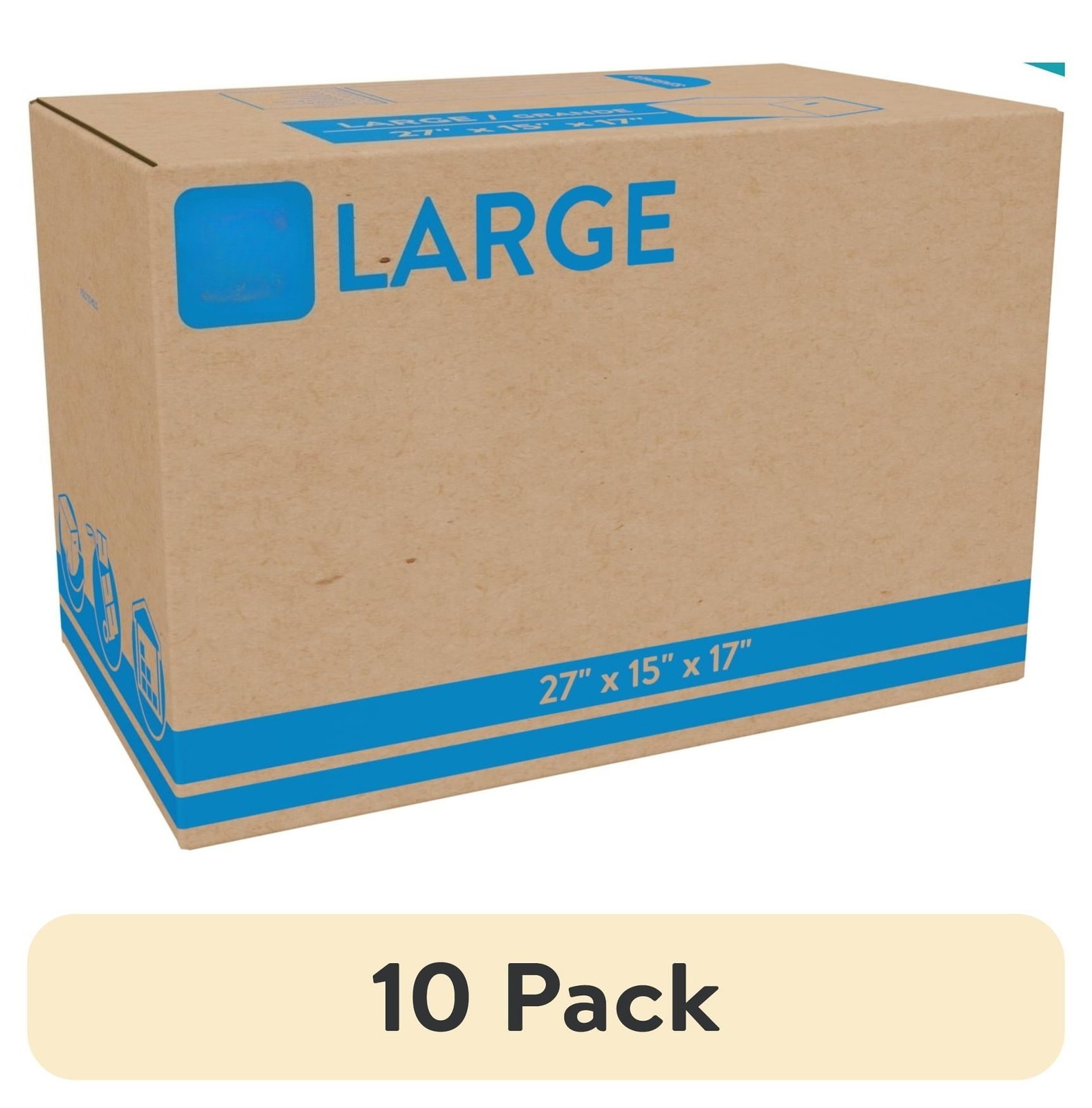 (10 pack) Large Moving Boxes, 27L x 15W x 17H, Kraft