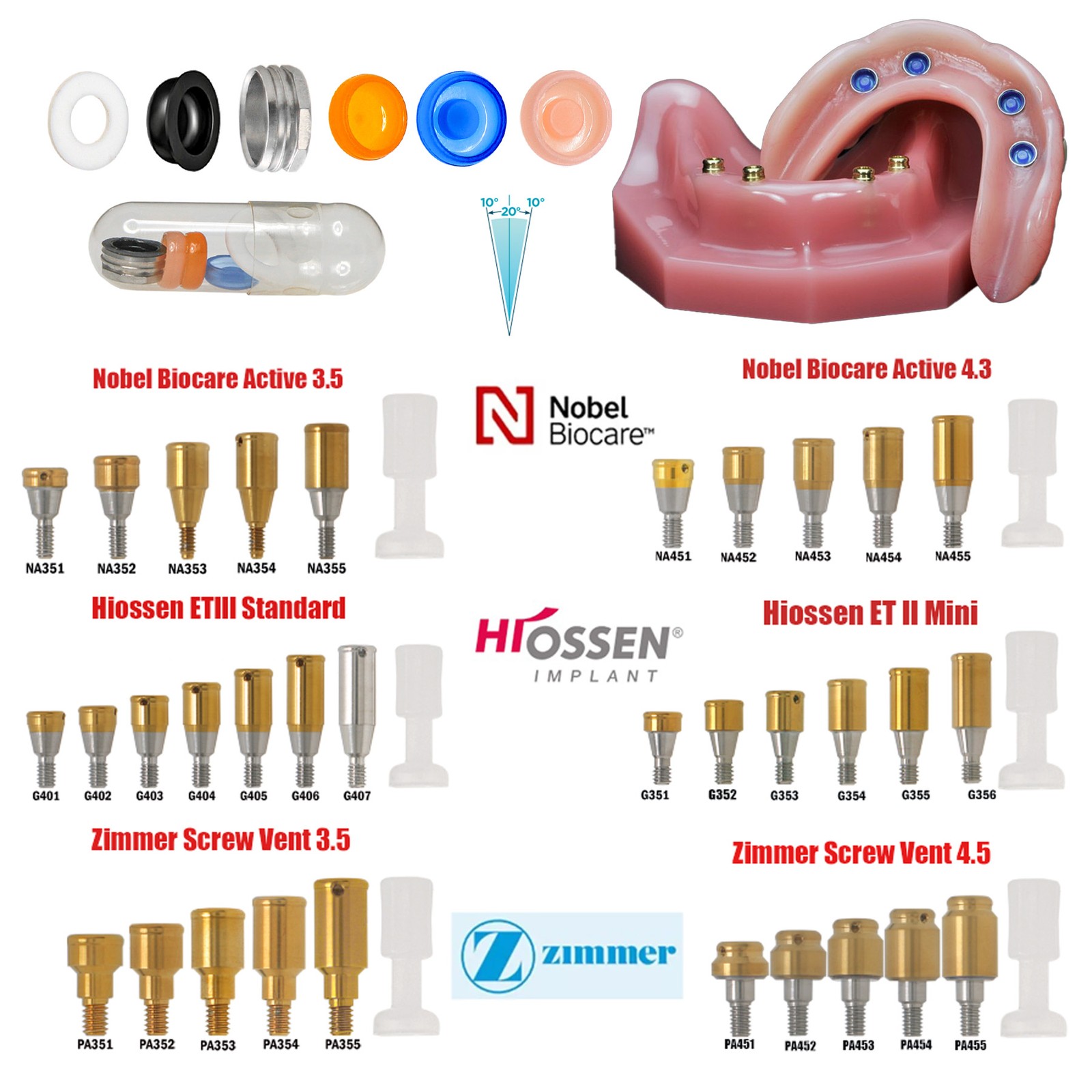 US Dental Locator Overdenture Abutment & Accessories Compatible Multiple Implant