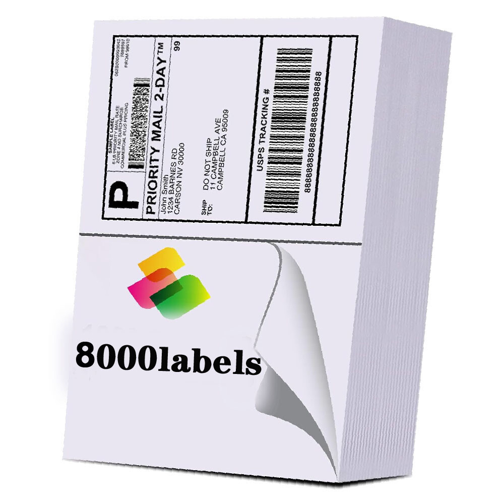 8000 Premium 8.5″ X 5.5″ Half Sheet Self Adhesive Shipping Labels 2 Per Sheet