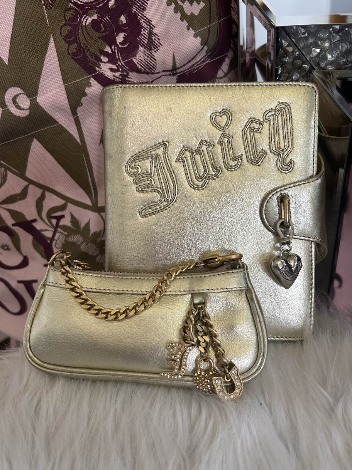 Y2K VINTAGE JUICY COUTURE METALLIC GOLD LEATHER JOURNAL DIARY RARE
