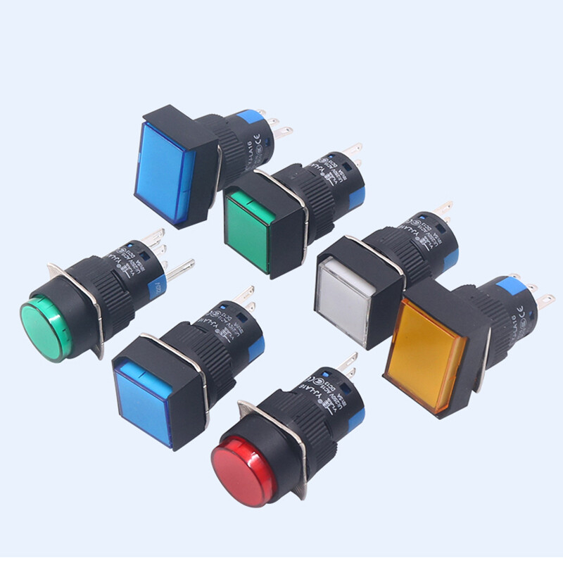 Round Rectangle Push Button Switch LED Light Momentary Latching 16mm 12/24/220V