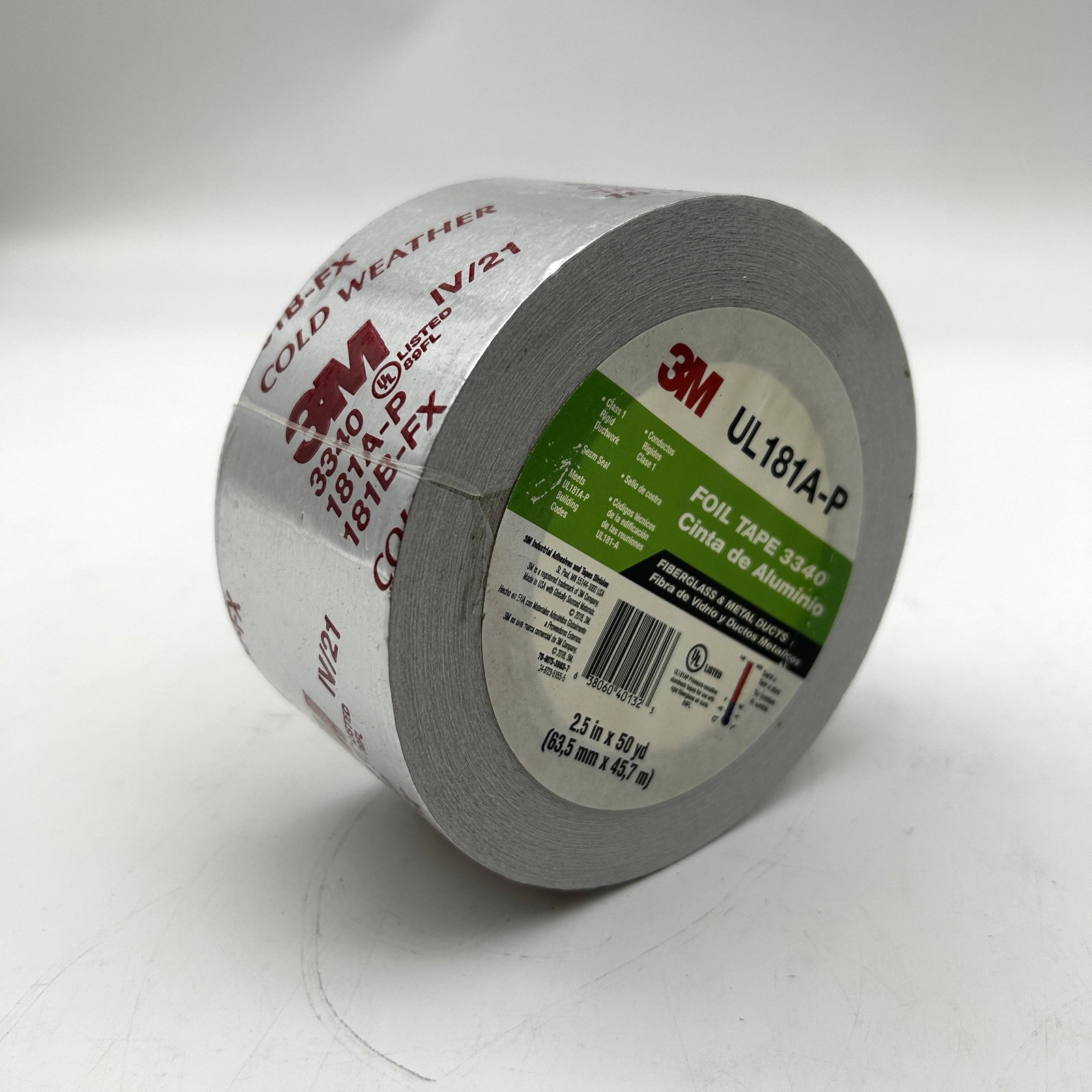 3M Aluminum Foil Tape 3340 2.5″ x 50 yd 4.0 mil Silver HVAC Sealing and Patching