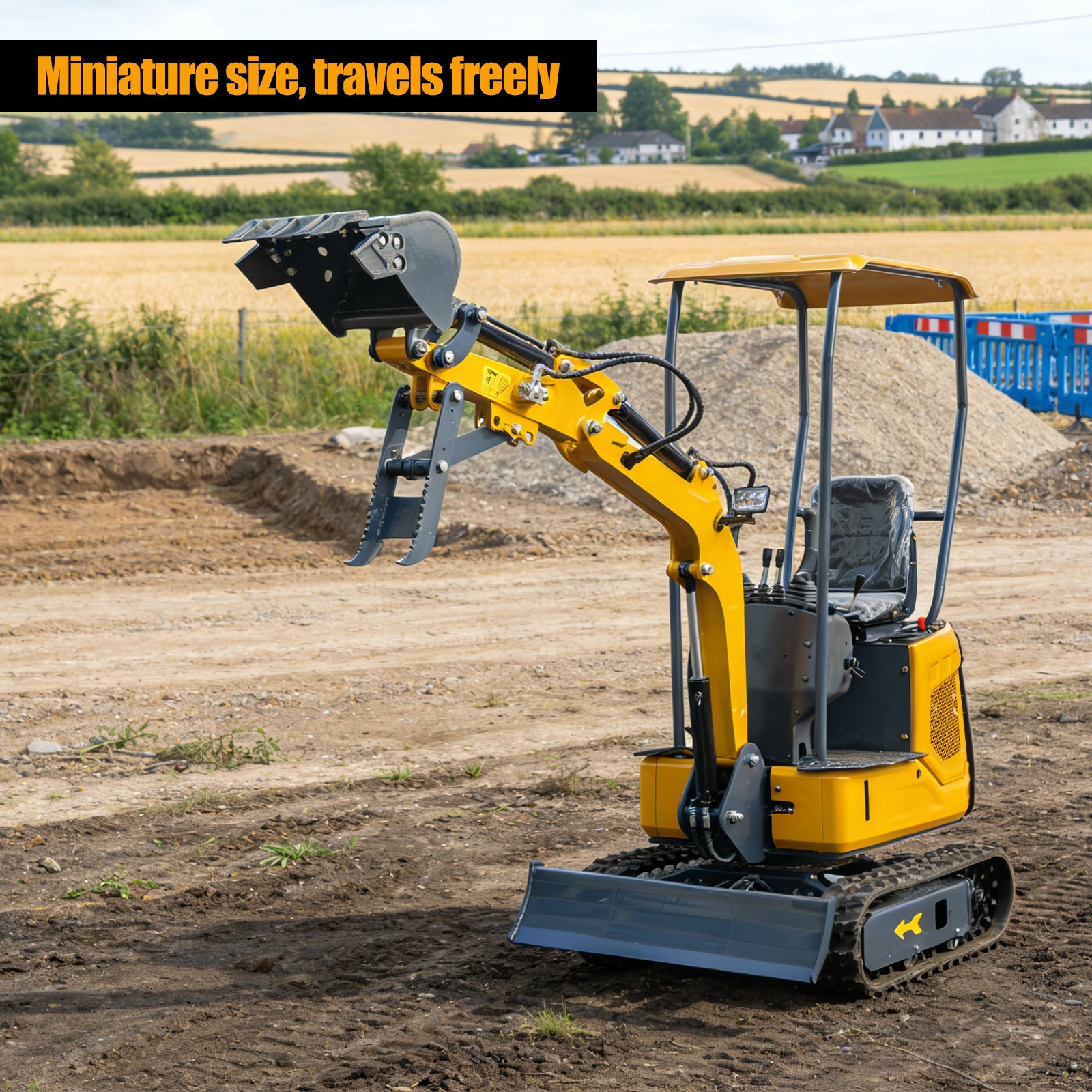 Mini Excavator With Chassis Extension And Boom Swing 15HP Free Shipping