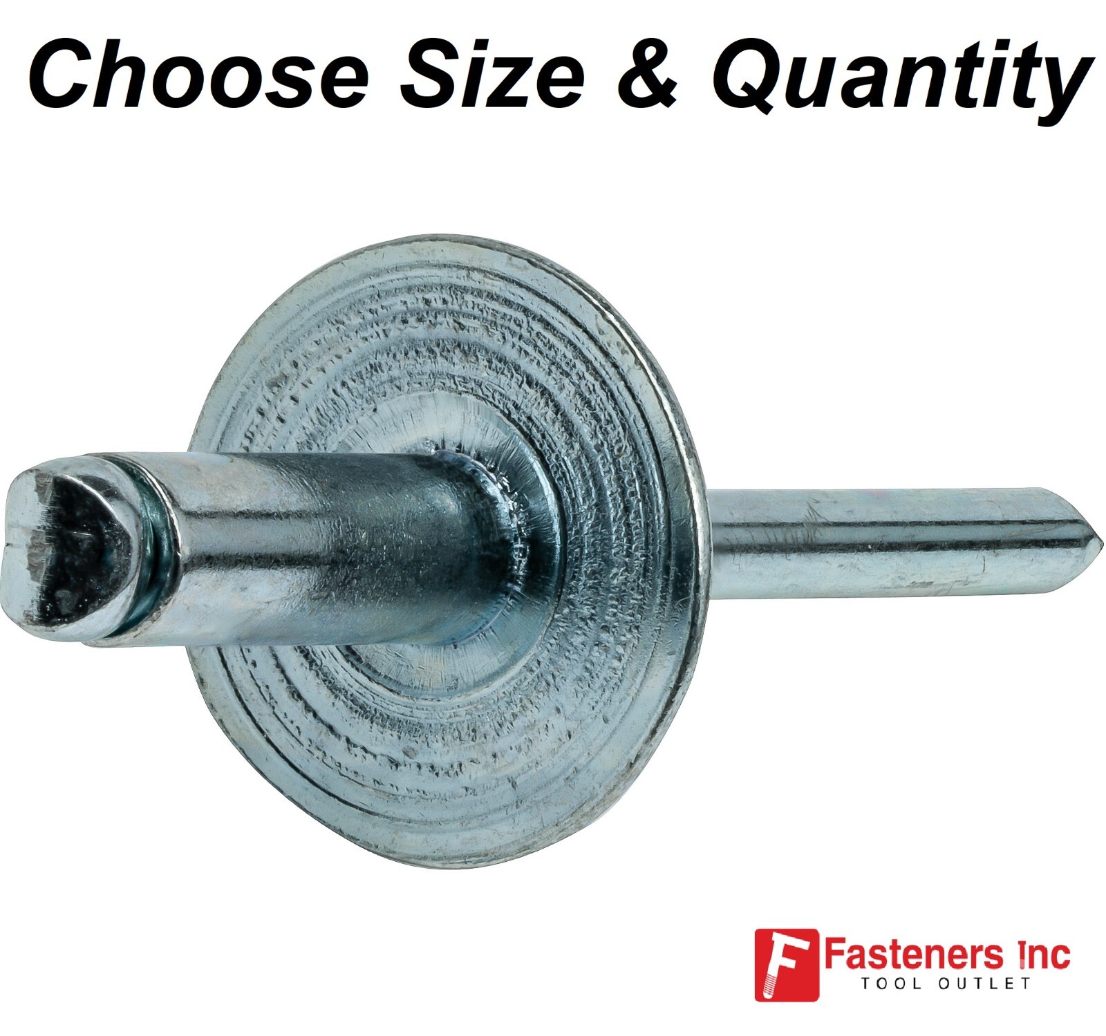 Large Flange Pop Rivets All Steel Dome Head Blind (Choose Size & Quantity)