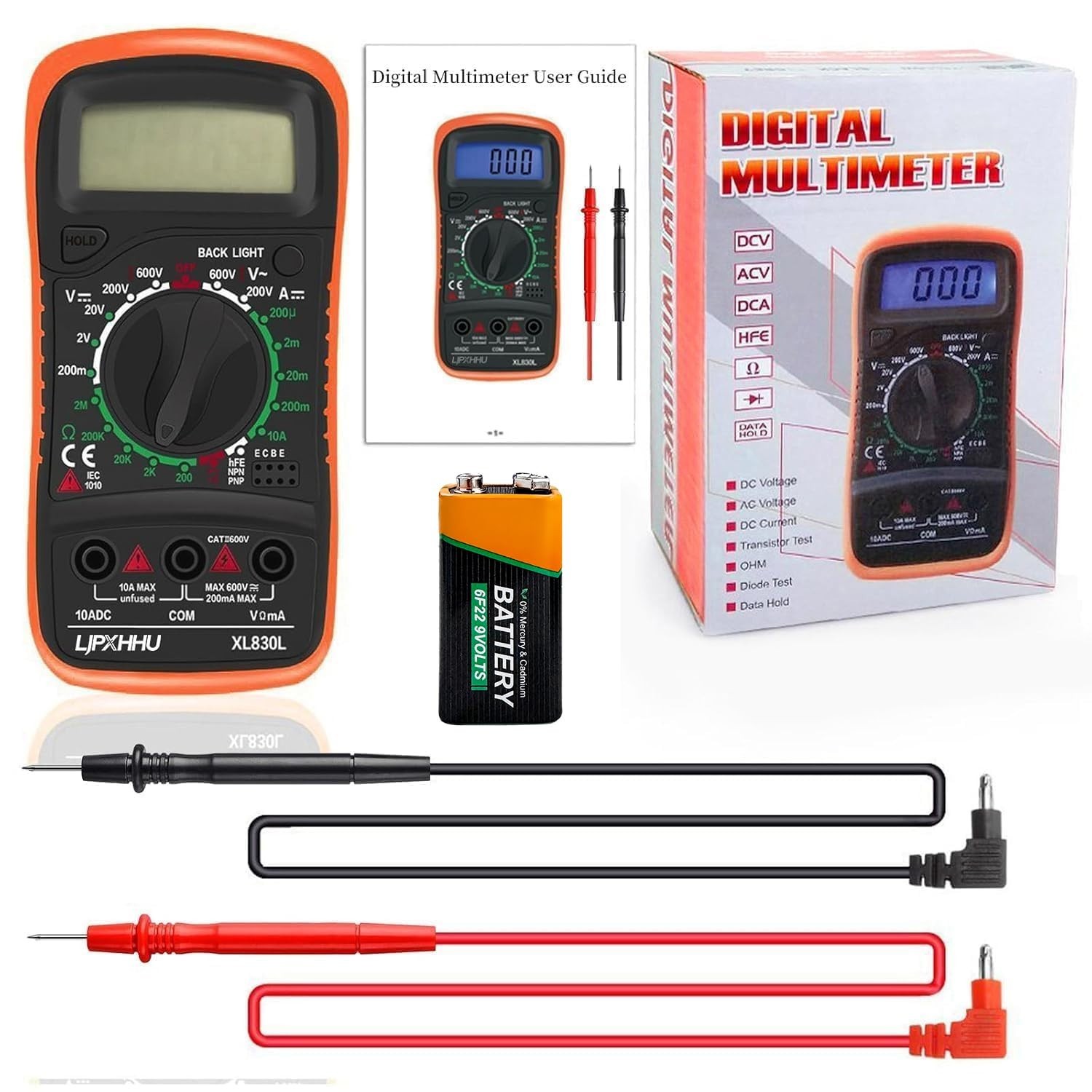 High-Quality Orange & Black Digital Multimeter – Ideal for Home and Workshop Use