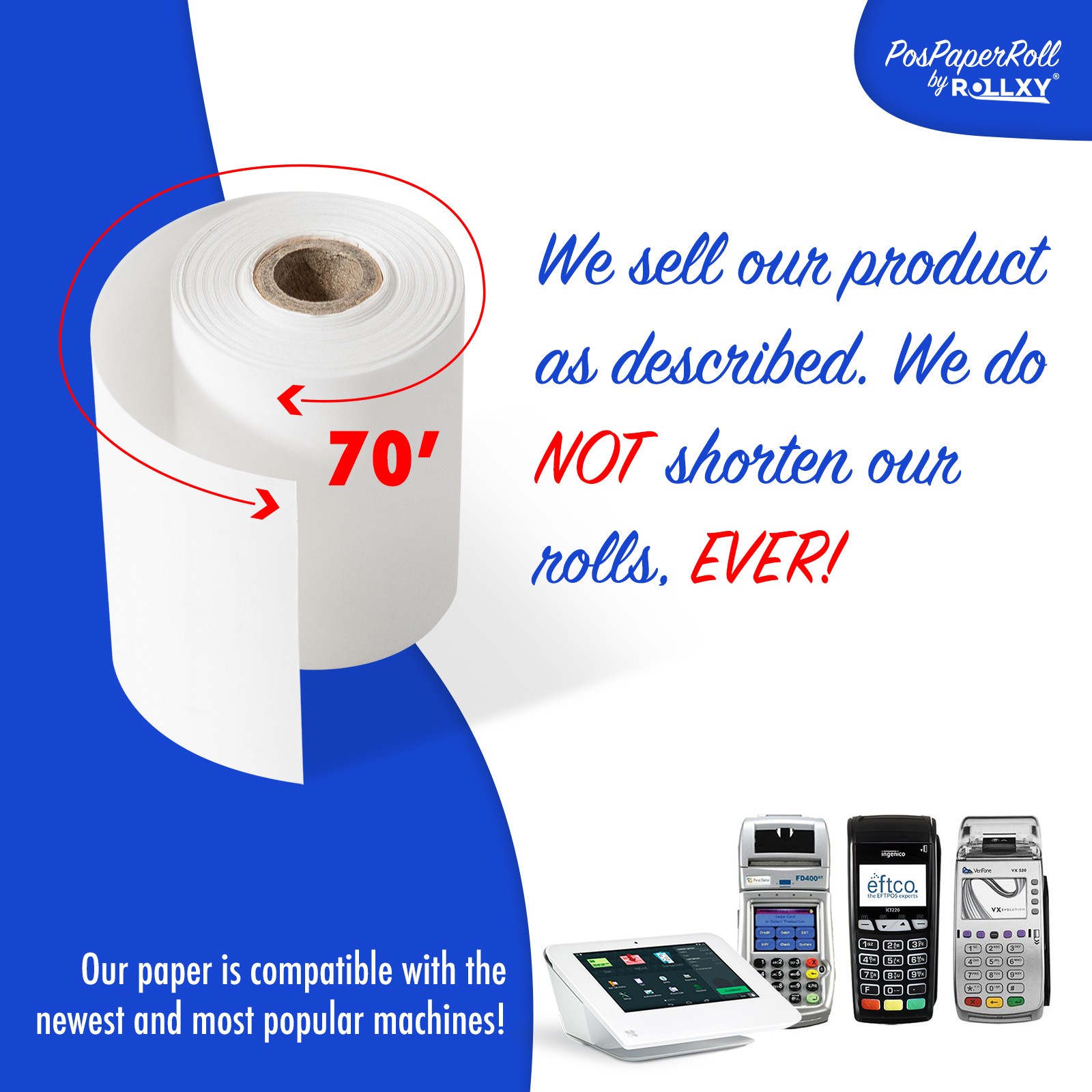 INGENICO iCT250 / iCT220 (2-1/4″ x 85′) THERMAL PAPER – 50 ROLLS *FREE SHIPPING*