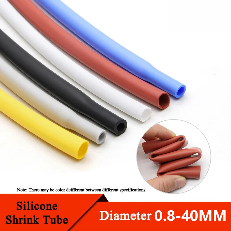 1.7:1 Flexible Silicone Heat Shrink Shrinkable Tube Tubing One Meter Dia 0.8-40