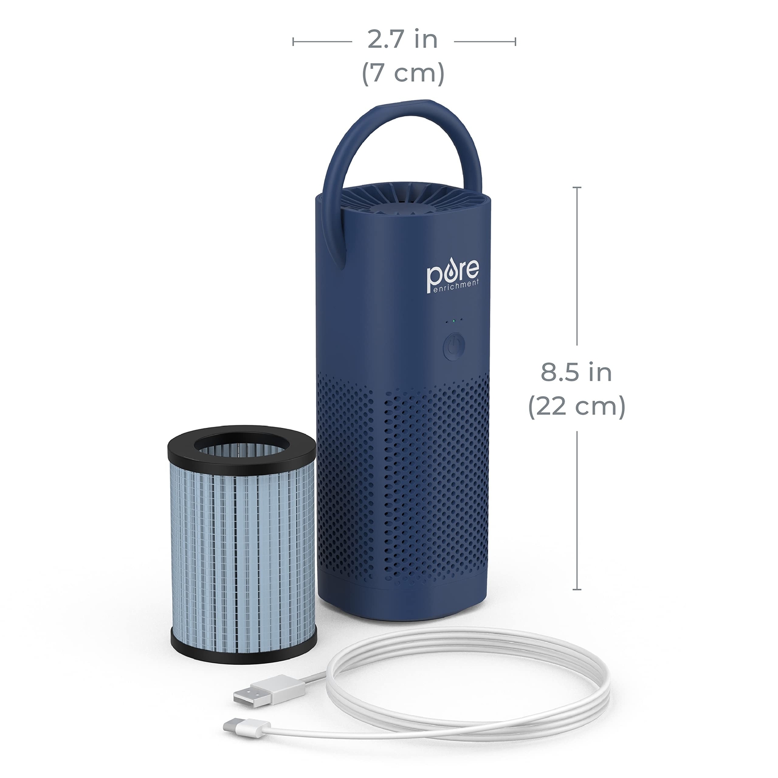 Pure Enrichment PureZone Mini Portable Air Purifier – Cordless True HEPA Filt…