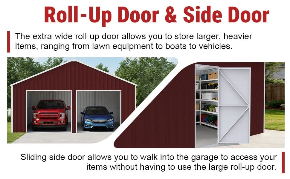 33′ x 25′ x 14′ Metal Car Garage/Outdoor Storage Shed/Heavy-Duty Steel Barn