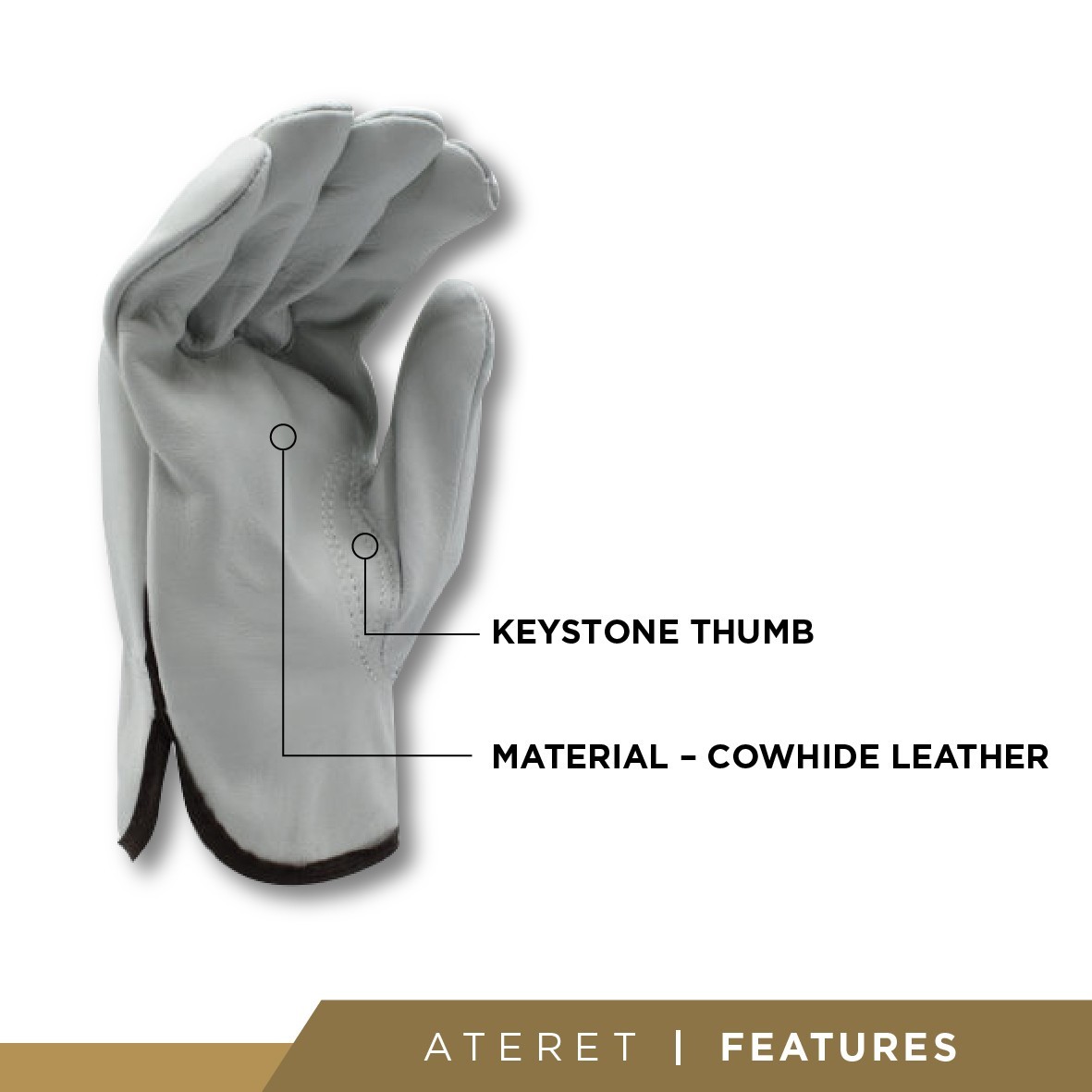ATERET Cowhide Leather Work Gloves 12 Pairs Heavy Duty Driver Gloves Durable