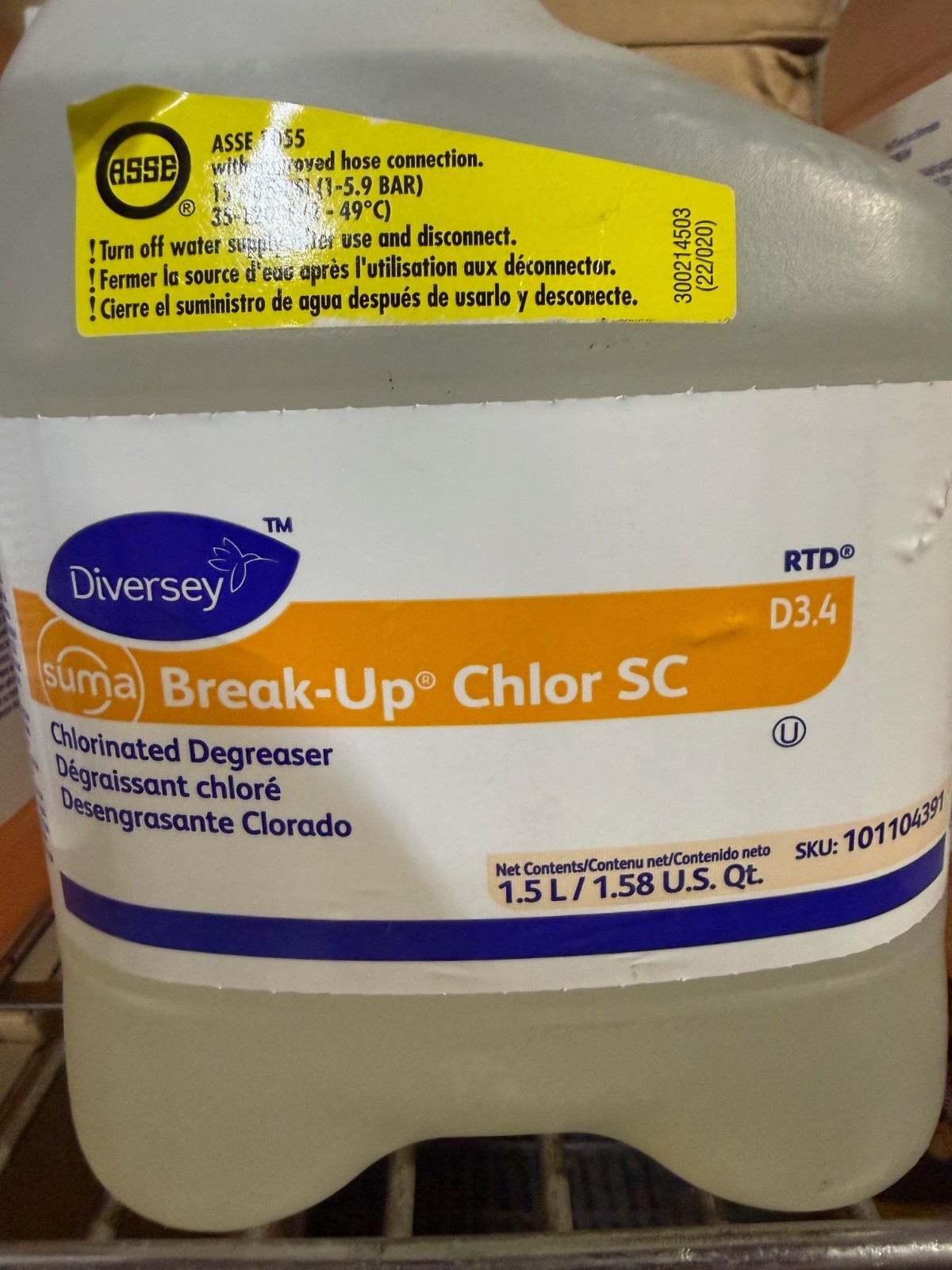 Diversey Suma Break Up Chlor SC Chlorinated Degreaser 1.5L 101104391 Brand New