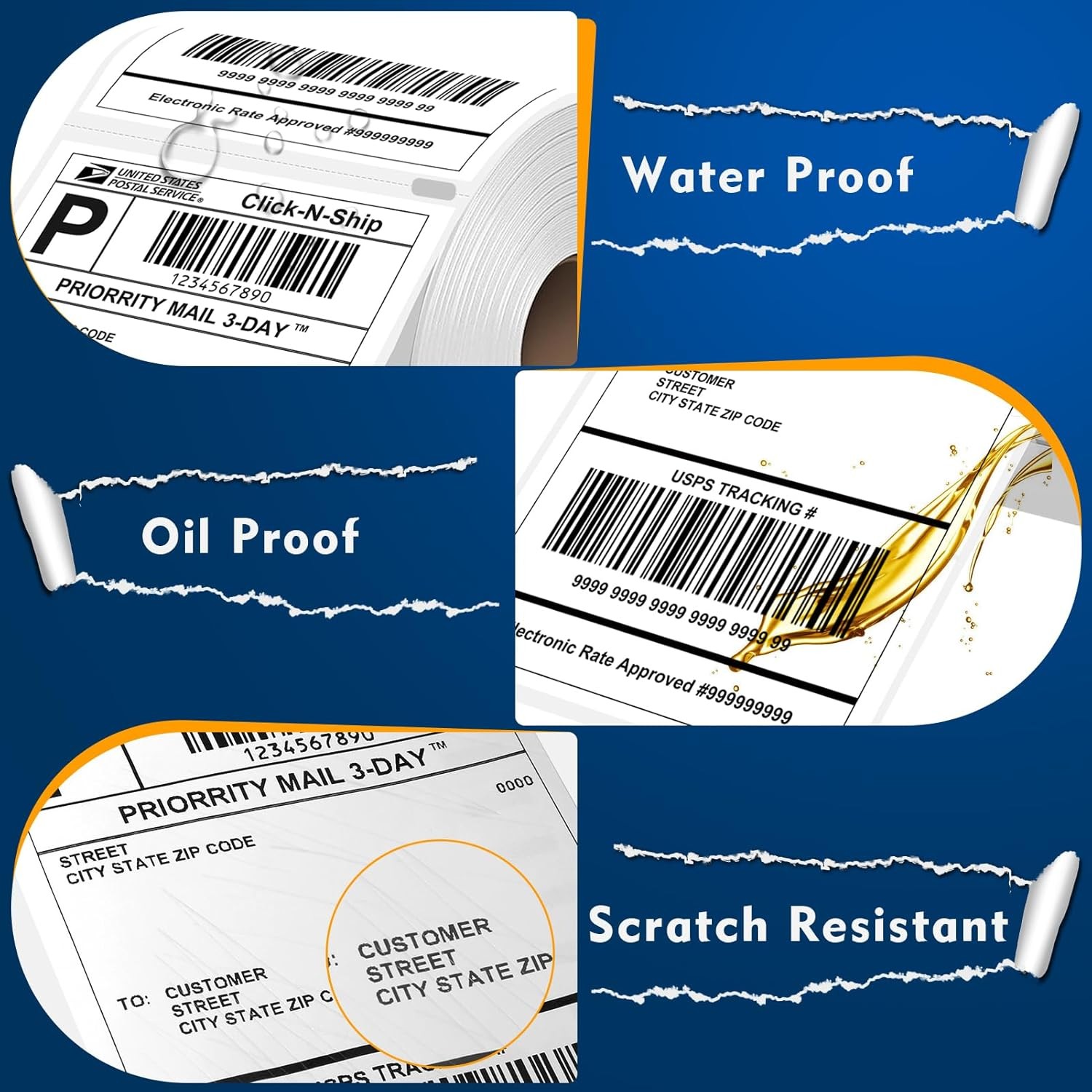 5 Pack 220/Roll Thermal Shipping Labels 4×6 Compatible 1744907 Dymo 4XL Printer