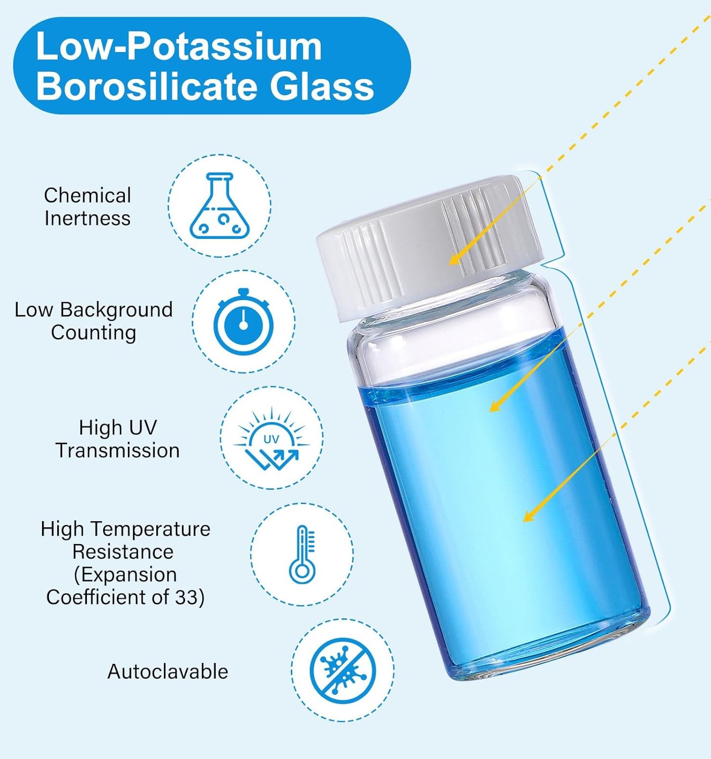 20ML Scintillation Vials 100PCS Lab Borosilicate Glass Liquid Scintillation Vial
