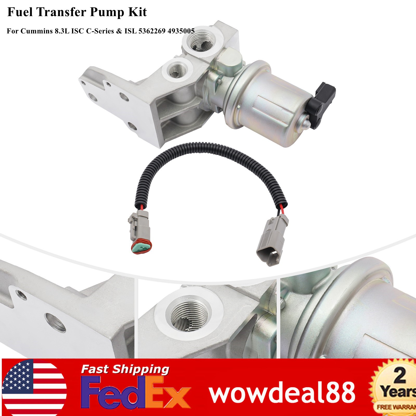 Fit Cummins 8.3L ISC C-Series & ISL 5362269 4935005 12V Fuel Transfer Pump Kit