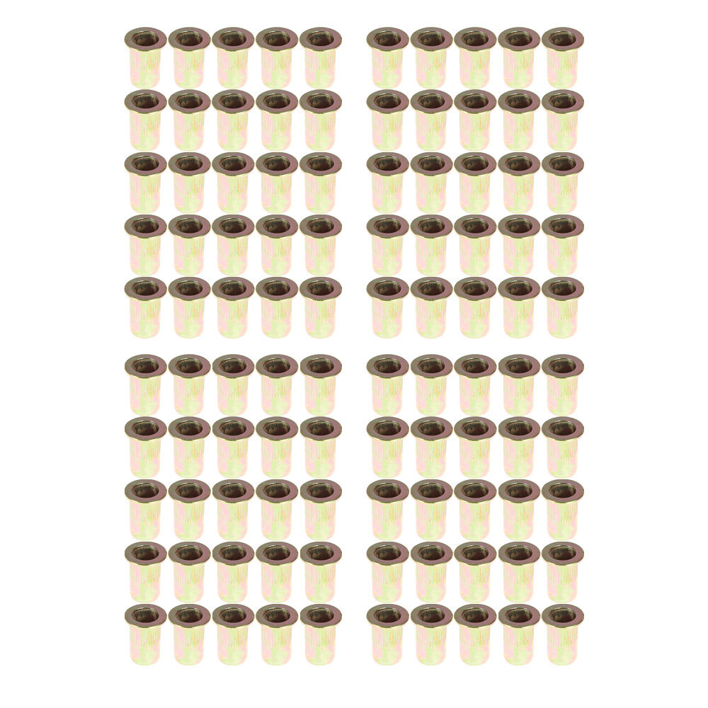 100 Pcs M6 Metric Carbon Steel Rivet Nut Flat Head Threaded Insert Nutsert US