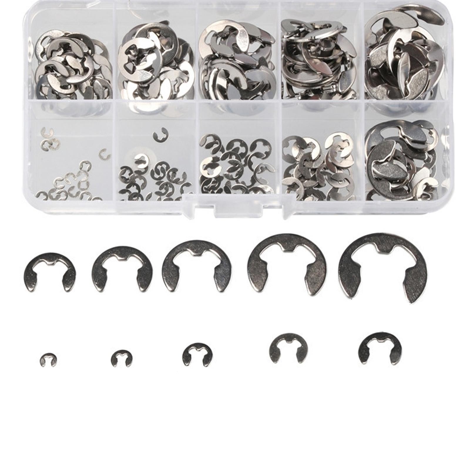120 X Assorted M1.5 – M10mm Stainless Steel E Clips C Circlip Kit Retaining Ring