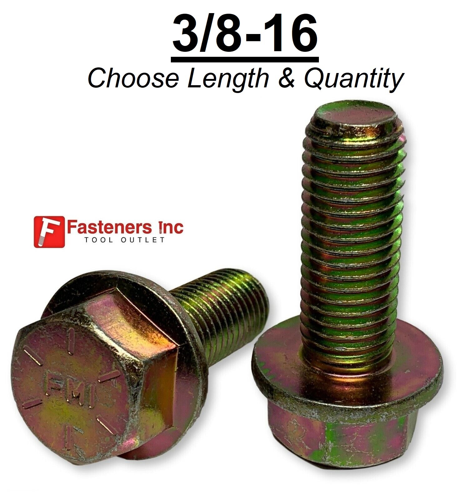 3/8-16 Grade 8 Flange Frame Bolt Yellow Zinc Plated (All Sizes & Qty’s) 3/8″