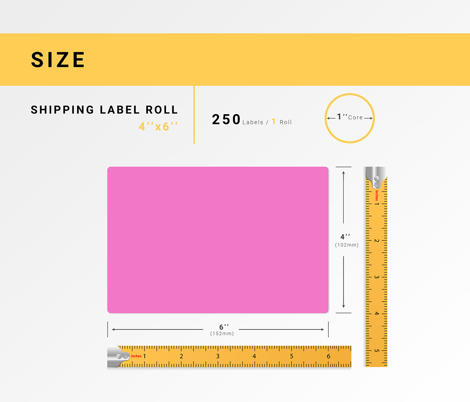 ZEBRA 4×6 PINK 4″ x 6″ Direct Thermal Labels – 1″ Core (1) Roll/250