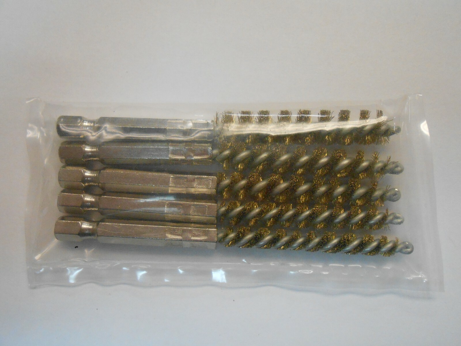 5B610 industrial tube cleaning brush set 1/4” hex 5 pc 6,7,8,9,10 mm dia. brass