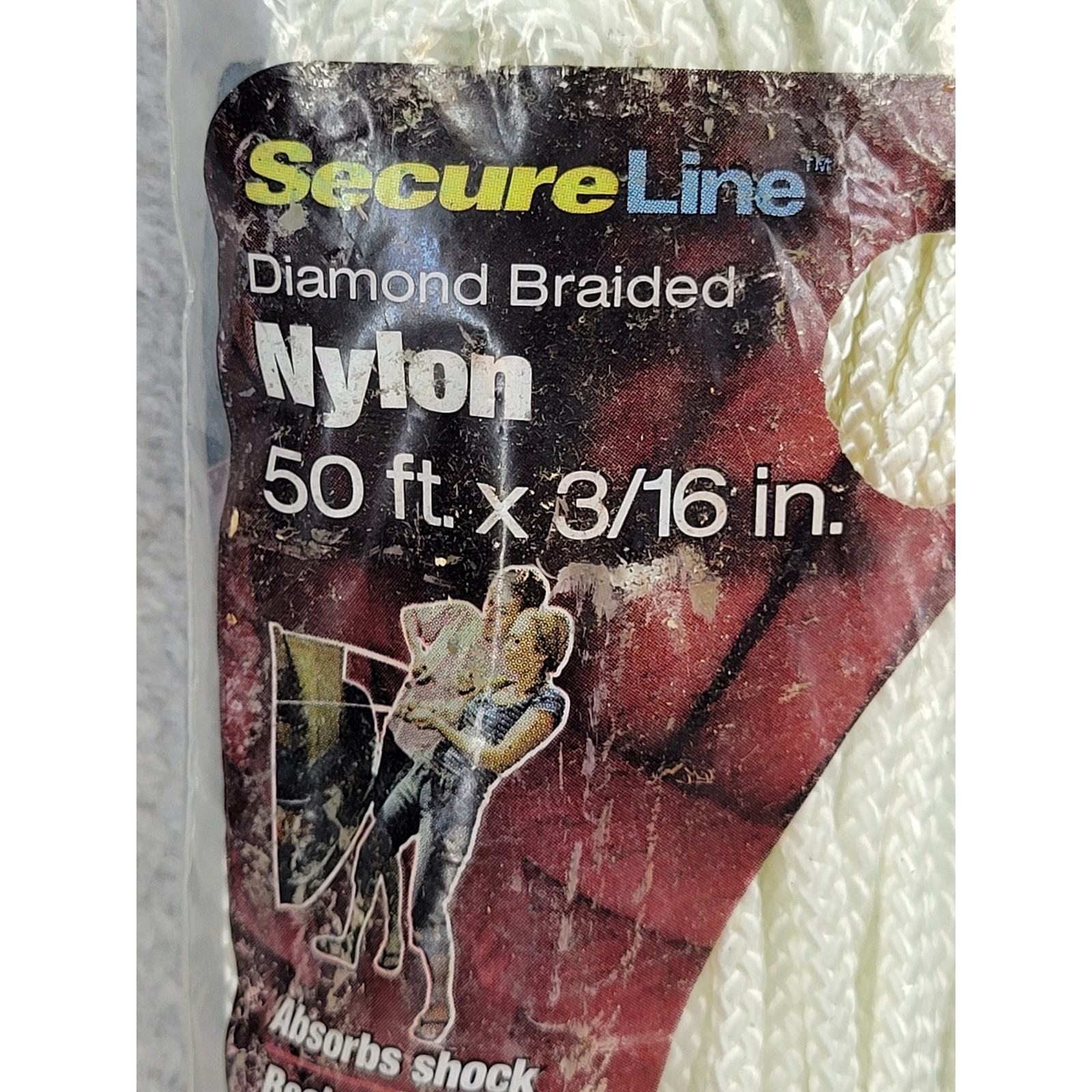 SecureLine Diamond Braided Nylon Rope 50 ft x 3/16 in White 90lb Load ND650