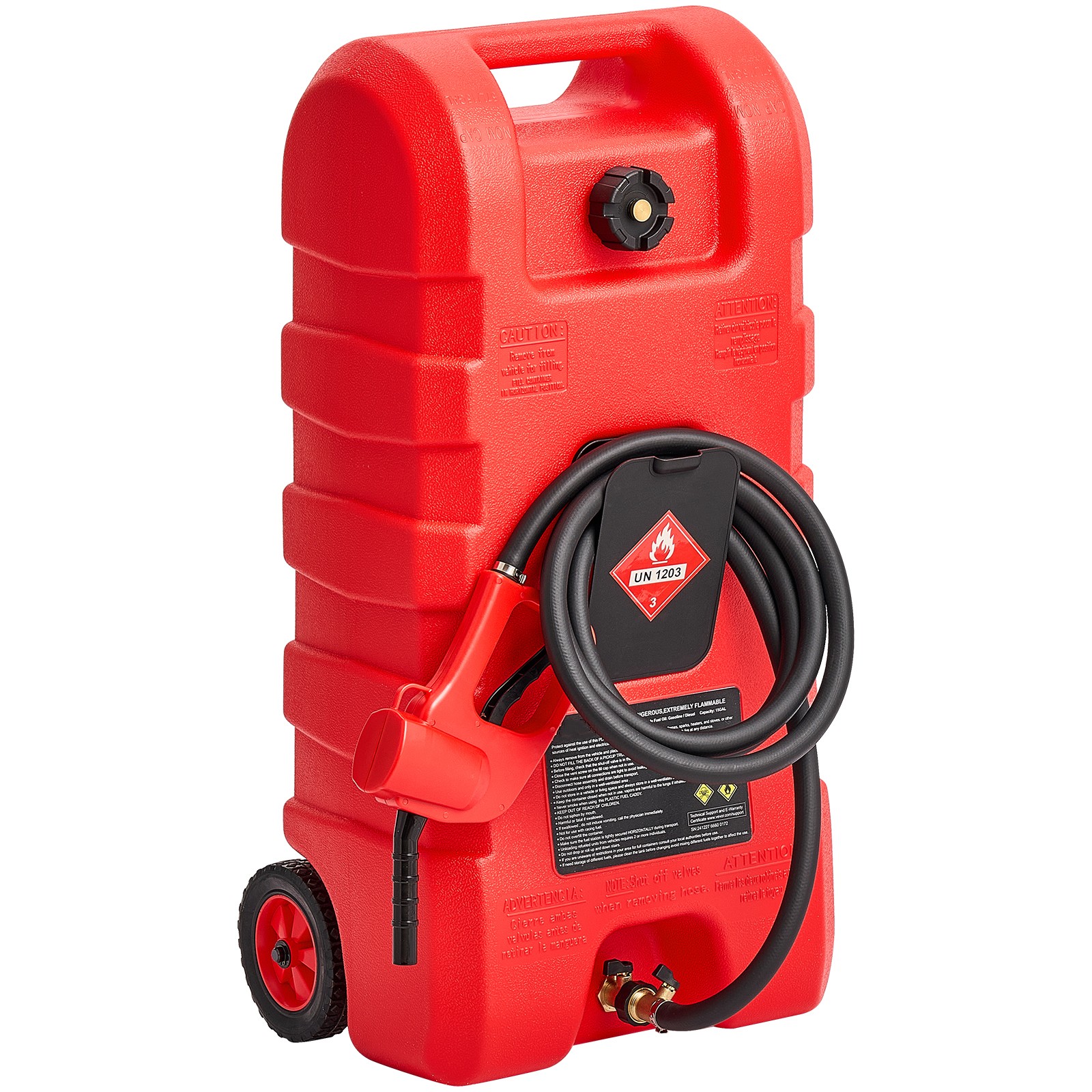 Fuel Caddy 15 Gallon Portable Fuel Tank with Gravity & Hand Pump Modes