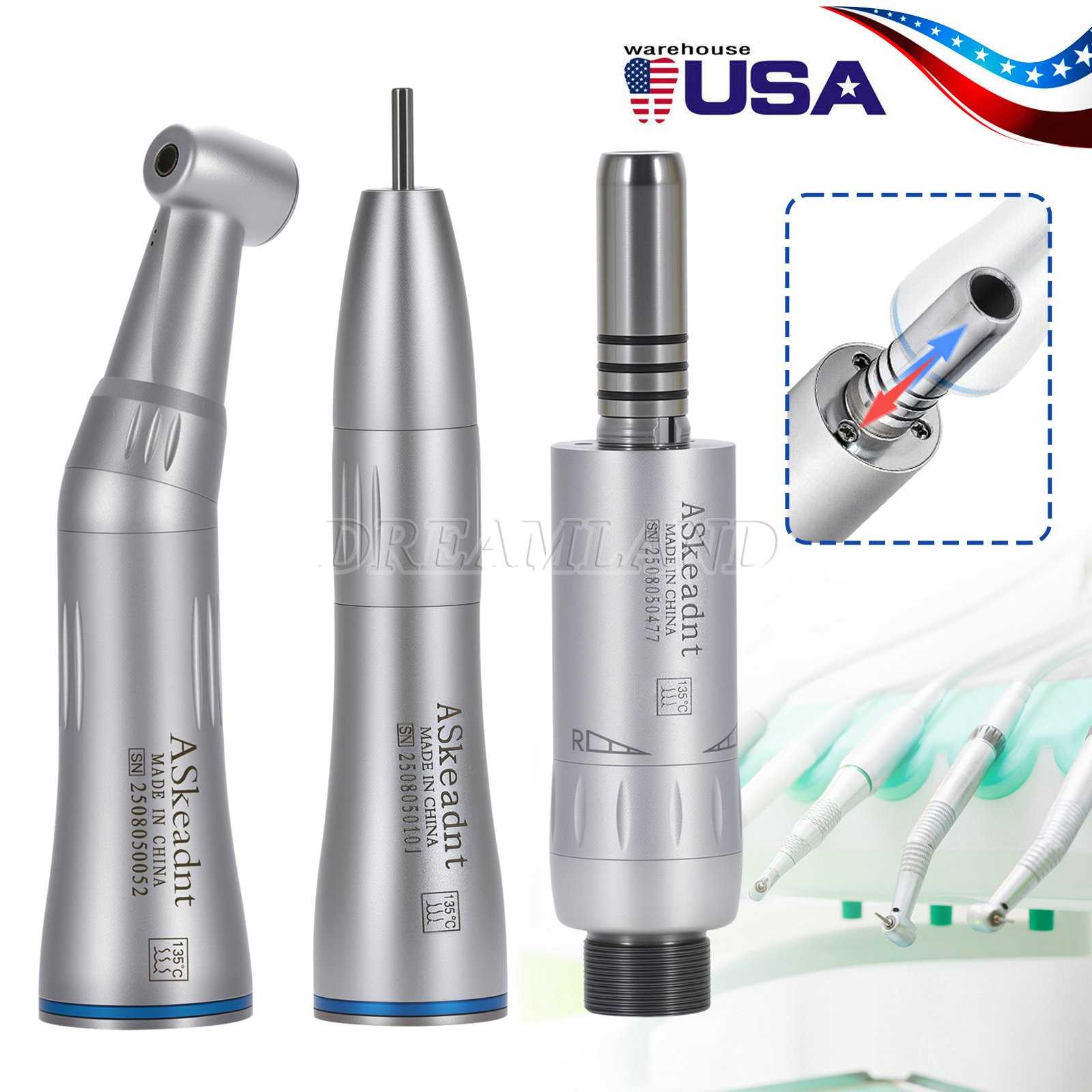 Slow Low Speed Handpiece Contra Angle Straight Air Motor 2/4H Fit NSK YP4 Dental