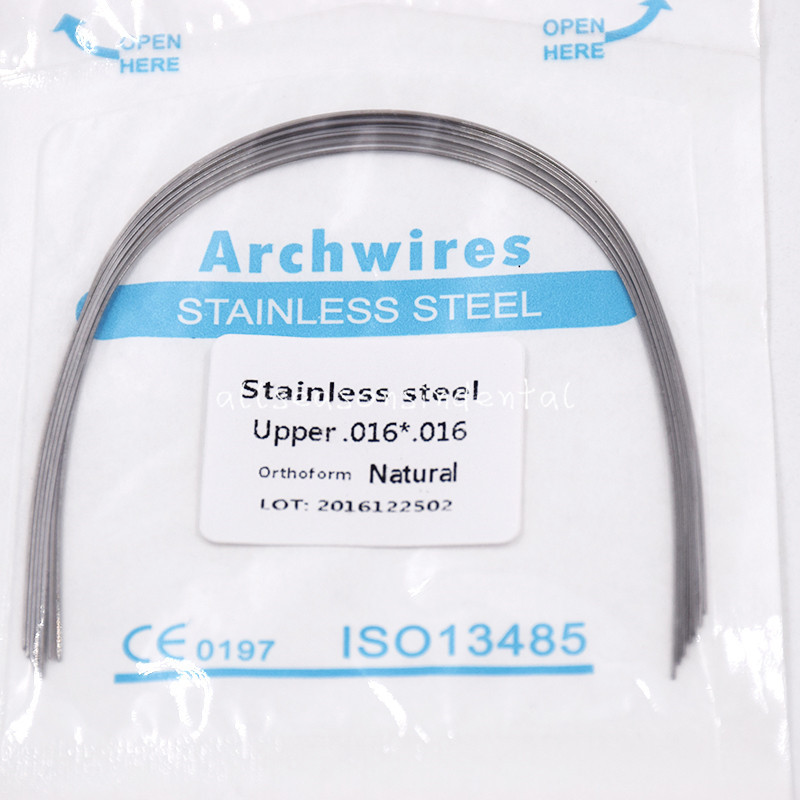 10 Pack Dental Ortho Stainless Steel Rectangular Arch Wires Natural 16*16 Upper