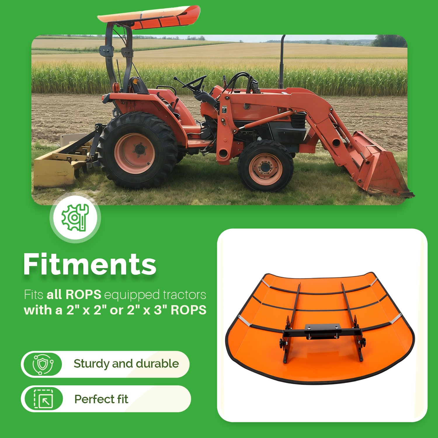 Sun Shield Tuff Top Tractor Canopy For ROPS 48-3/8″ X 48-3/8″ – Orange