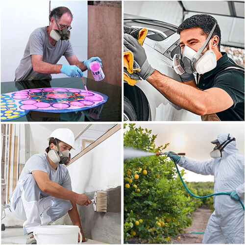 7 IN 1 Gas Mask Half Face Respirator Paint Spray Chemical Facepiece Safety 6200