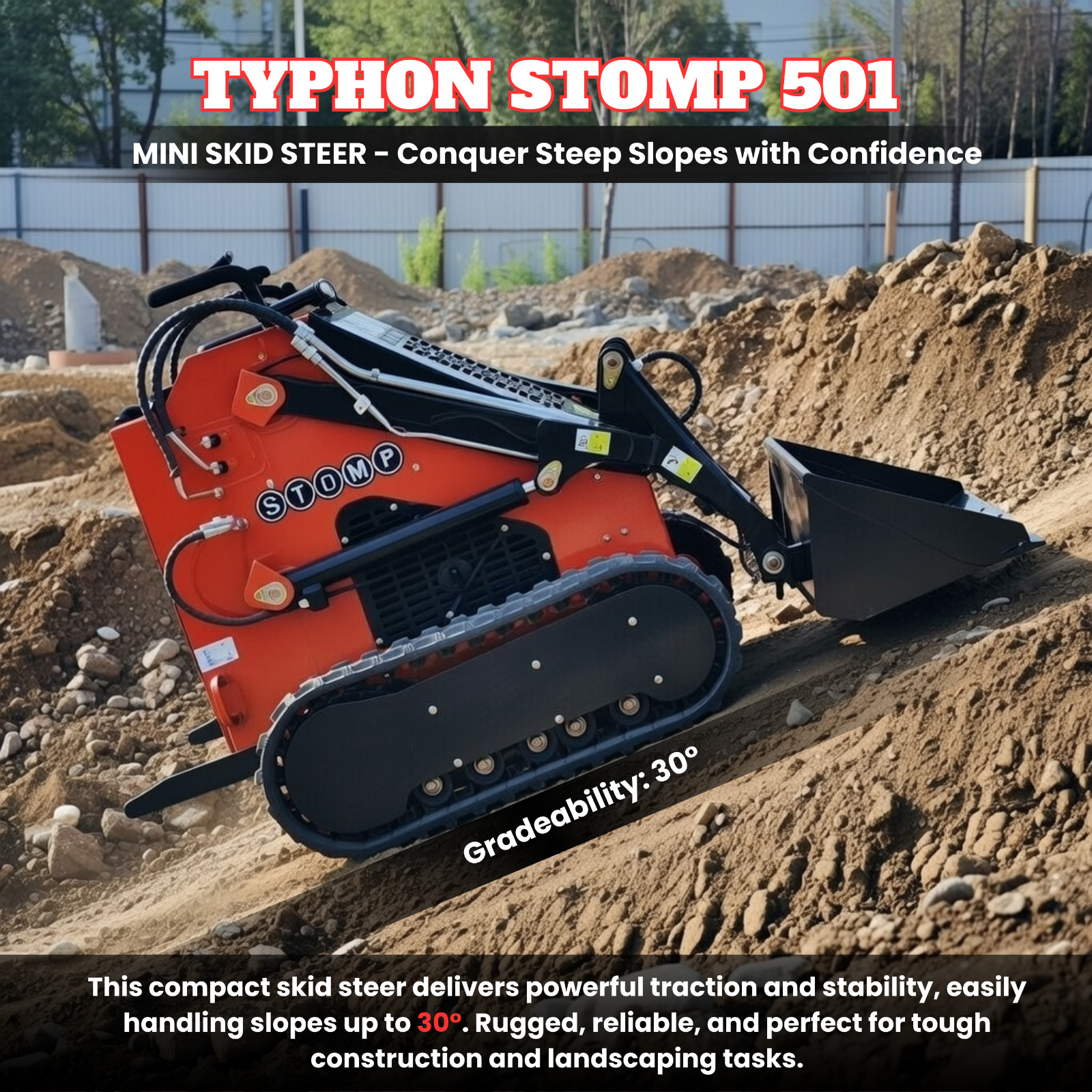 TYPHON STOMP Skid Steer Tracked EPA 23HP Briggs & Stratton Gas 3-Pumps FREE SHIP