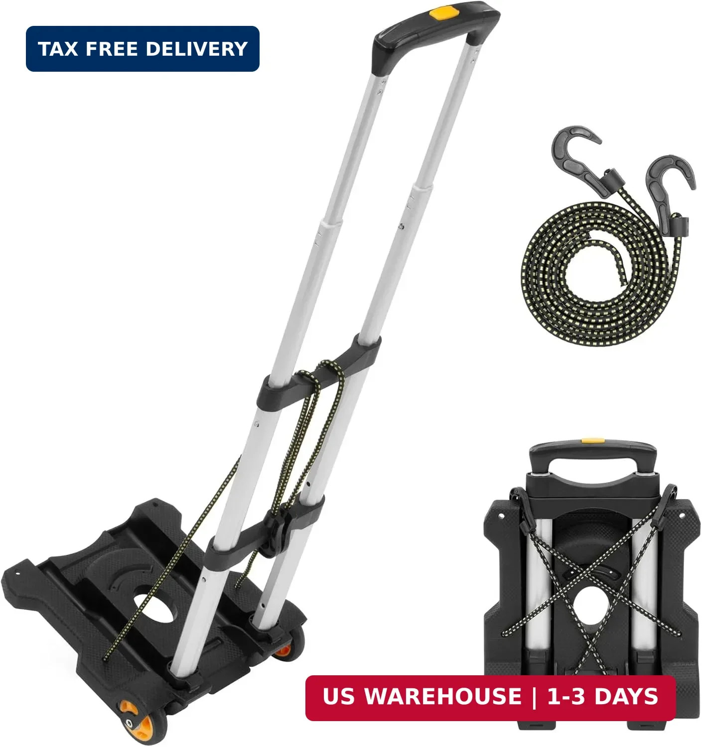 Mount-It! Folding Luggage Cart with Wheels, Foldable Hand Truck Dolly Carries 77