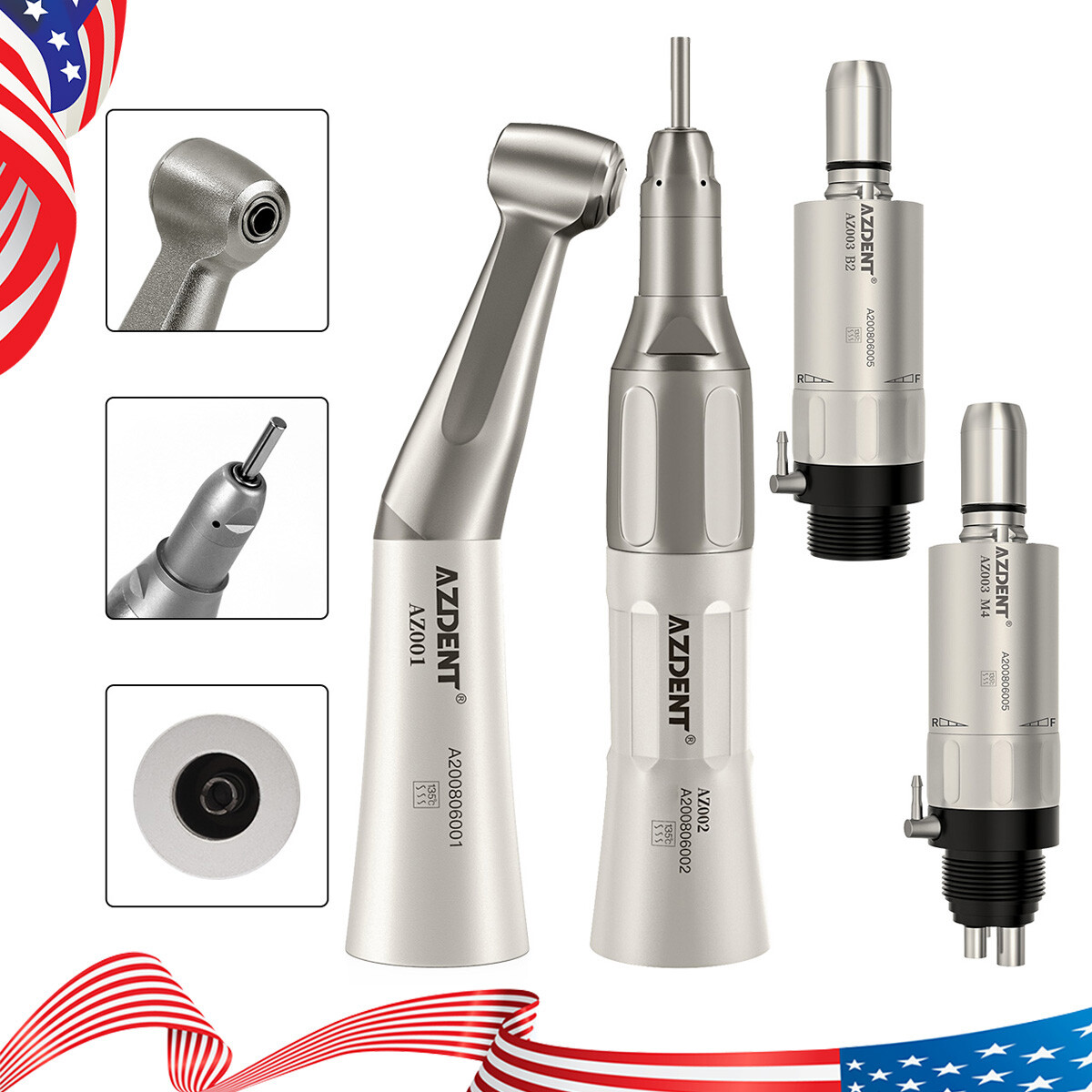 Dental Slow Low Speed Handpiece Contra Angle Straight Air Motor 2/4Holes E-type