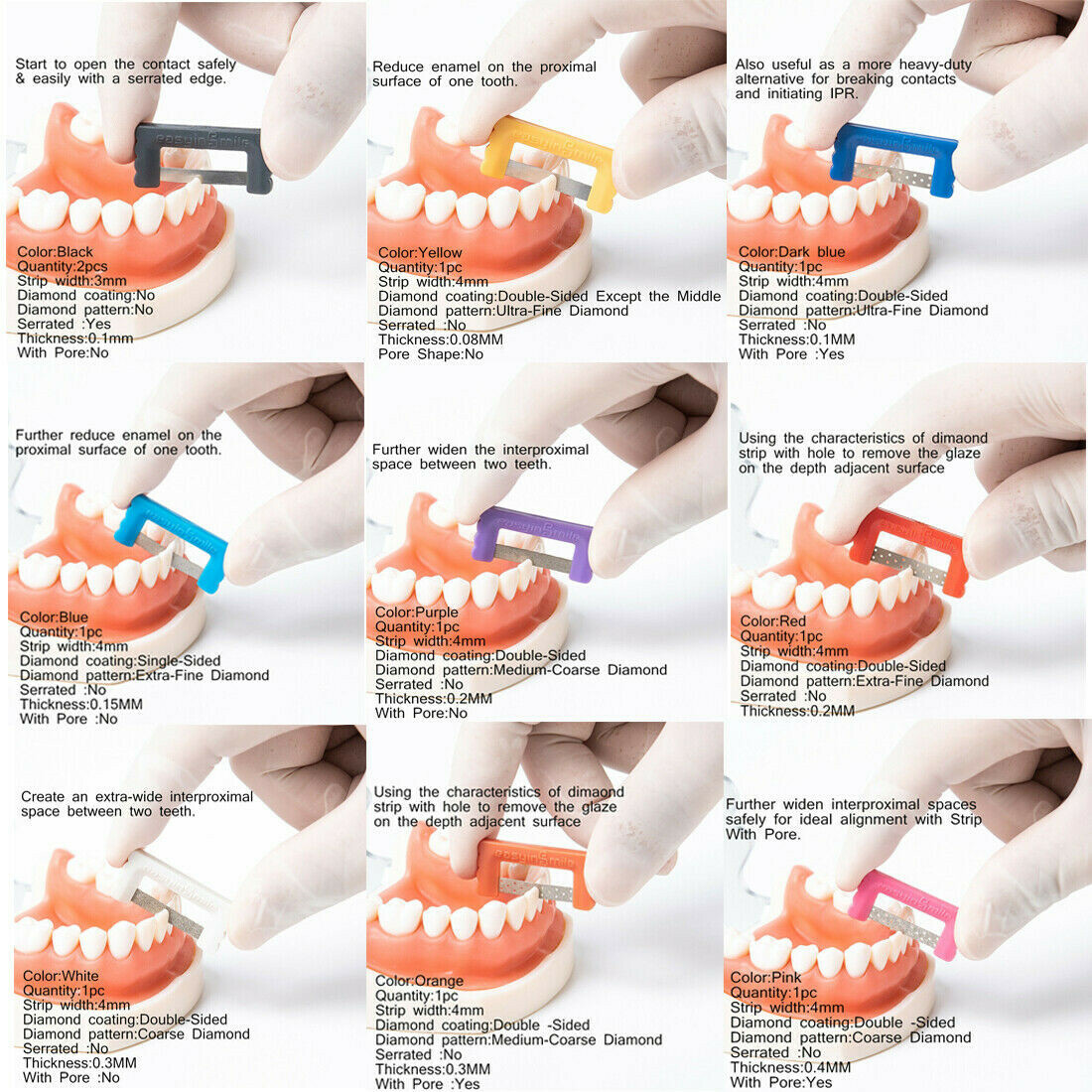 Dental Orthodontic IR/IPR Reduction Strip Kits Interproximal Enamel Strips 10Pcs