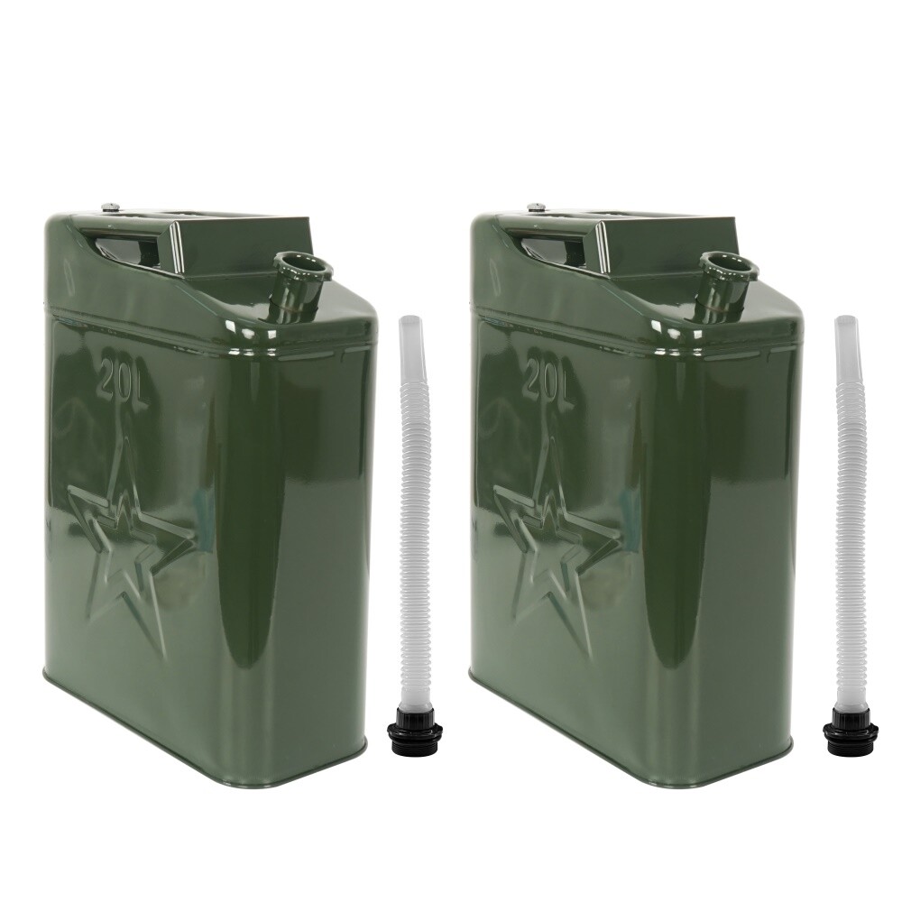 2Pcs Olive Green Jerry Can 5.3 Gallon 20L Steel Outdoor Army Emergency Prepper