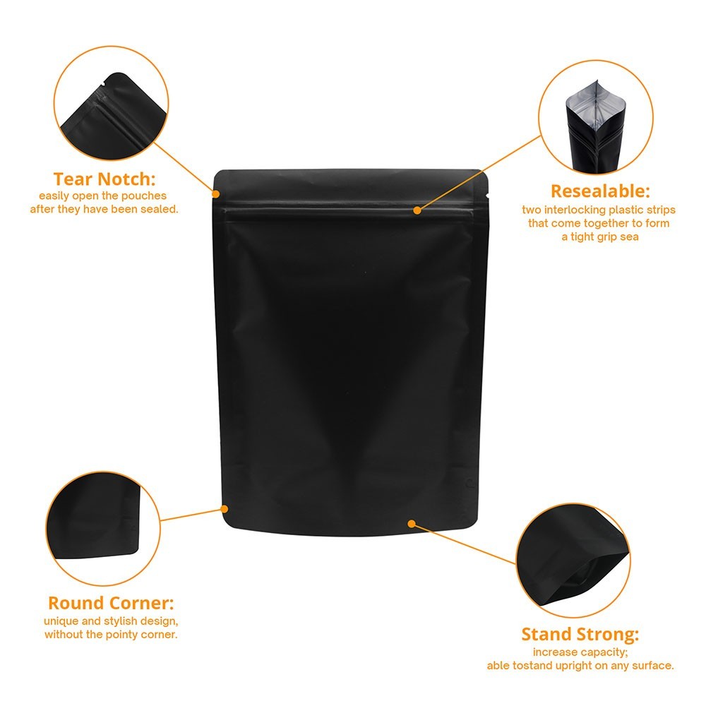 Multi-Color & Sizes Matte Two Sided High Quality Foil Stand up Zip Lock Bag M