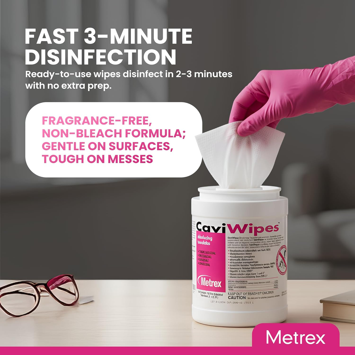 CaviWipes Surface Disinfectant Towelettes 160 Canister- Case of 12, 13-1100