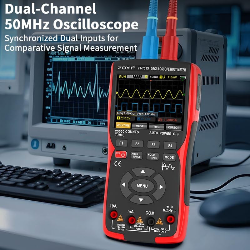 3 in 1 Handheld Oscilloscope Automotive Dual Channel 50MHz