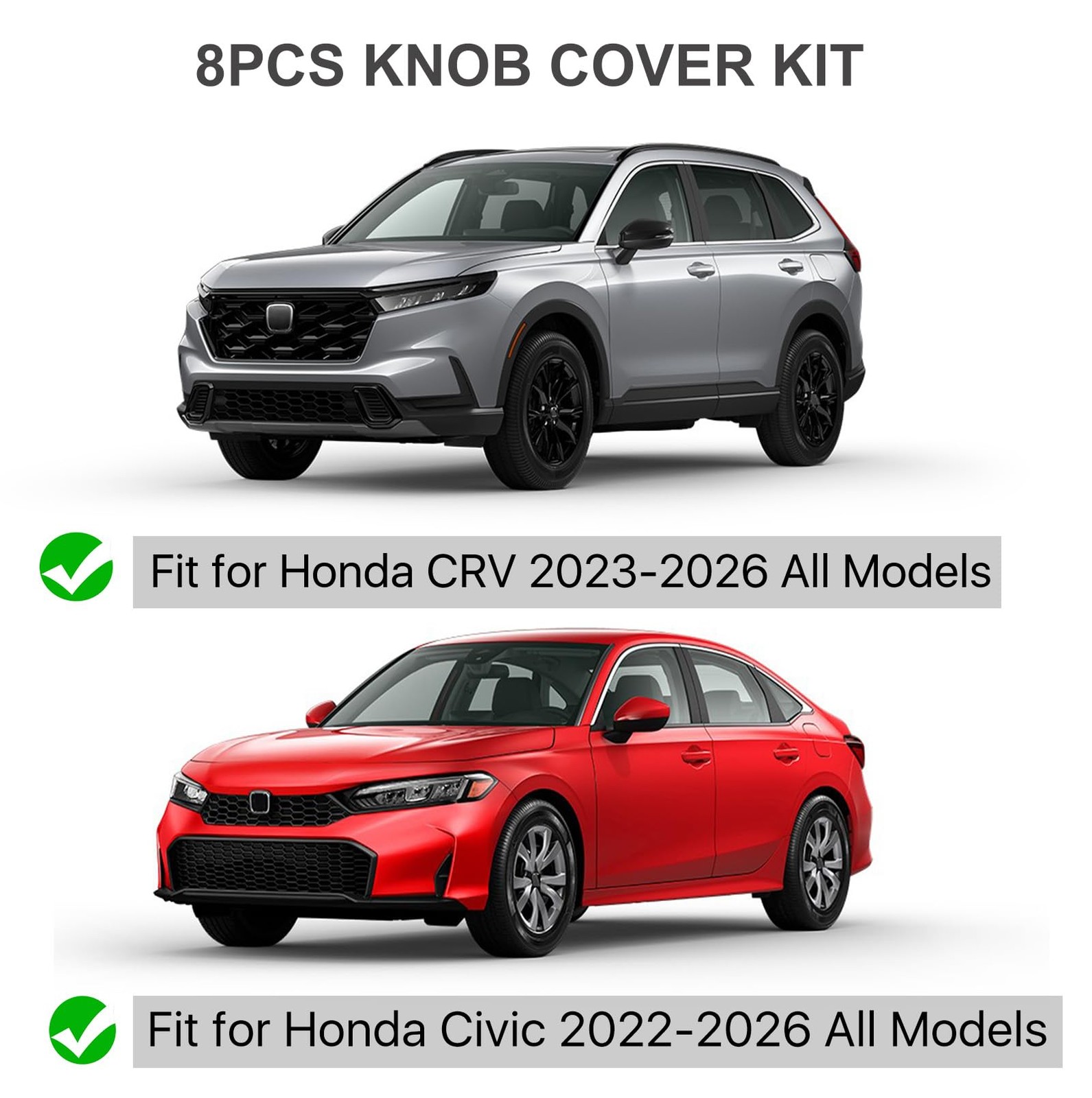 Car Interior Knob Cover Kit, Compatible with Honda Civic 2022-, CRV 2023-2026