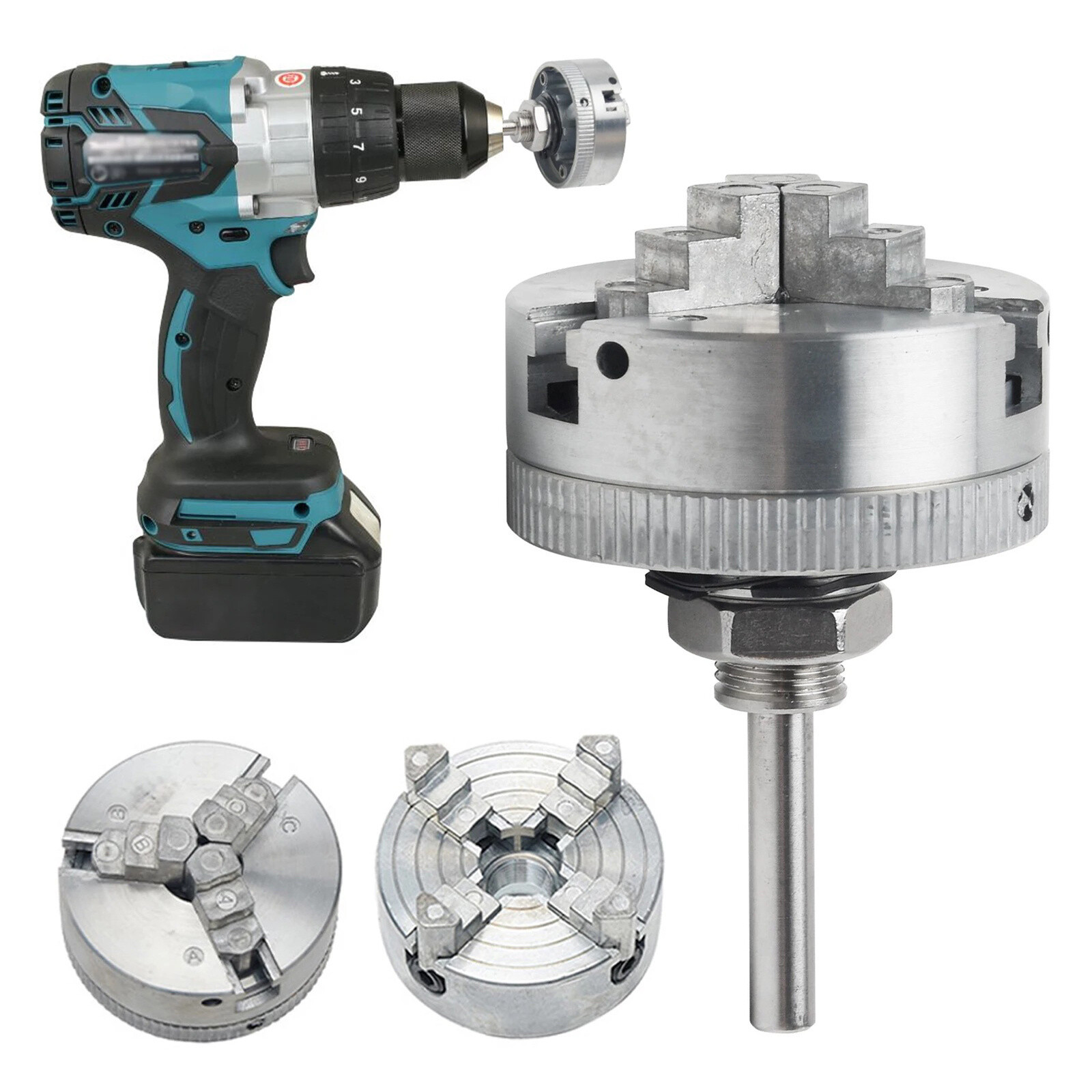 Metal 3/4 Jaws Manual Lathe Chuck Clamp Self-Centering Mini Drill Chuck