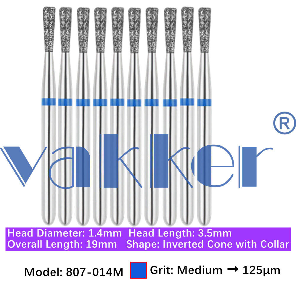 10Burs/pk Dental FG Diamond Burs High Speed Burs Inverted/ Double Inverted Cone